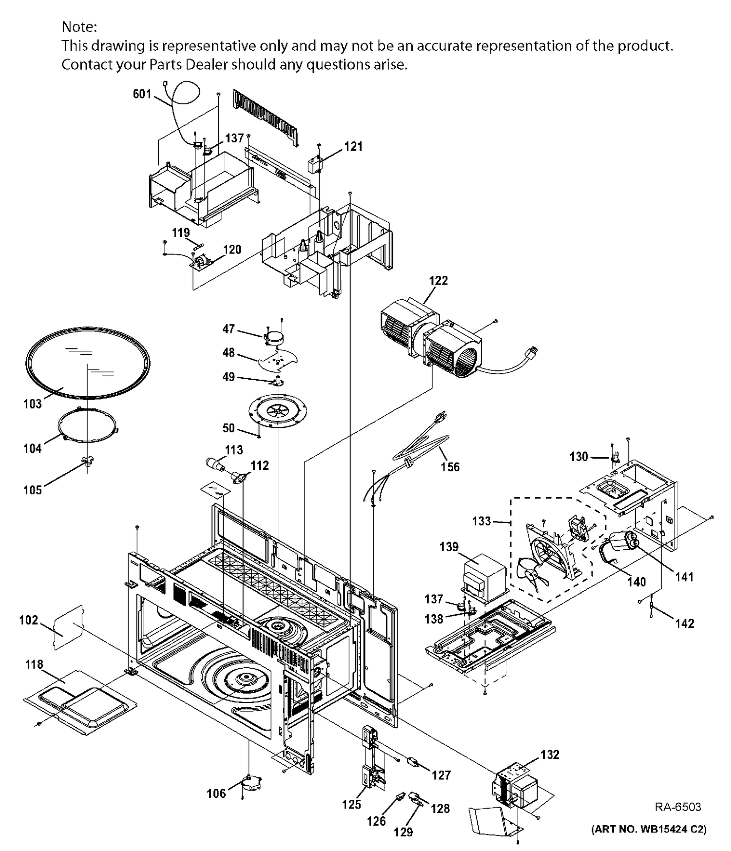 OVEN CAVITY Diagram and Parts List for PVM2188SJC01  General Electric Microwave