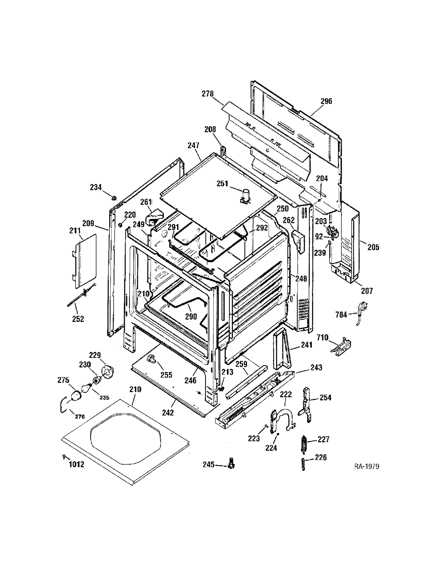 BODY Diagram and Parts List for JCBS36WK1WW  General Electric Range