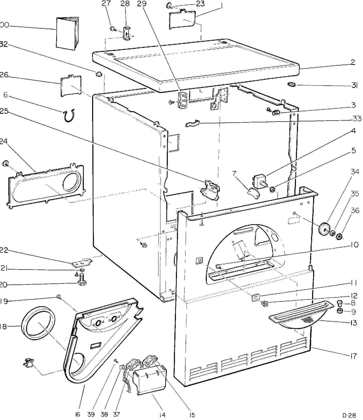 FRONT PANEL, WRAPPER & TOP PANEL Diagram and Parts List for VCD321D*C18  General Electric Dryer