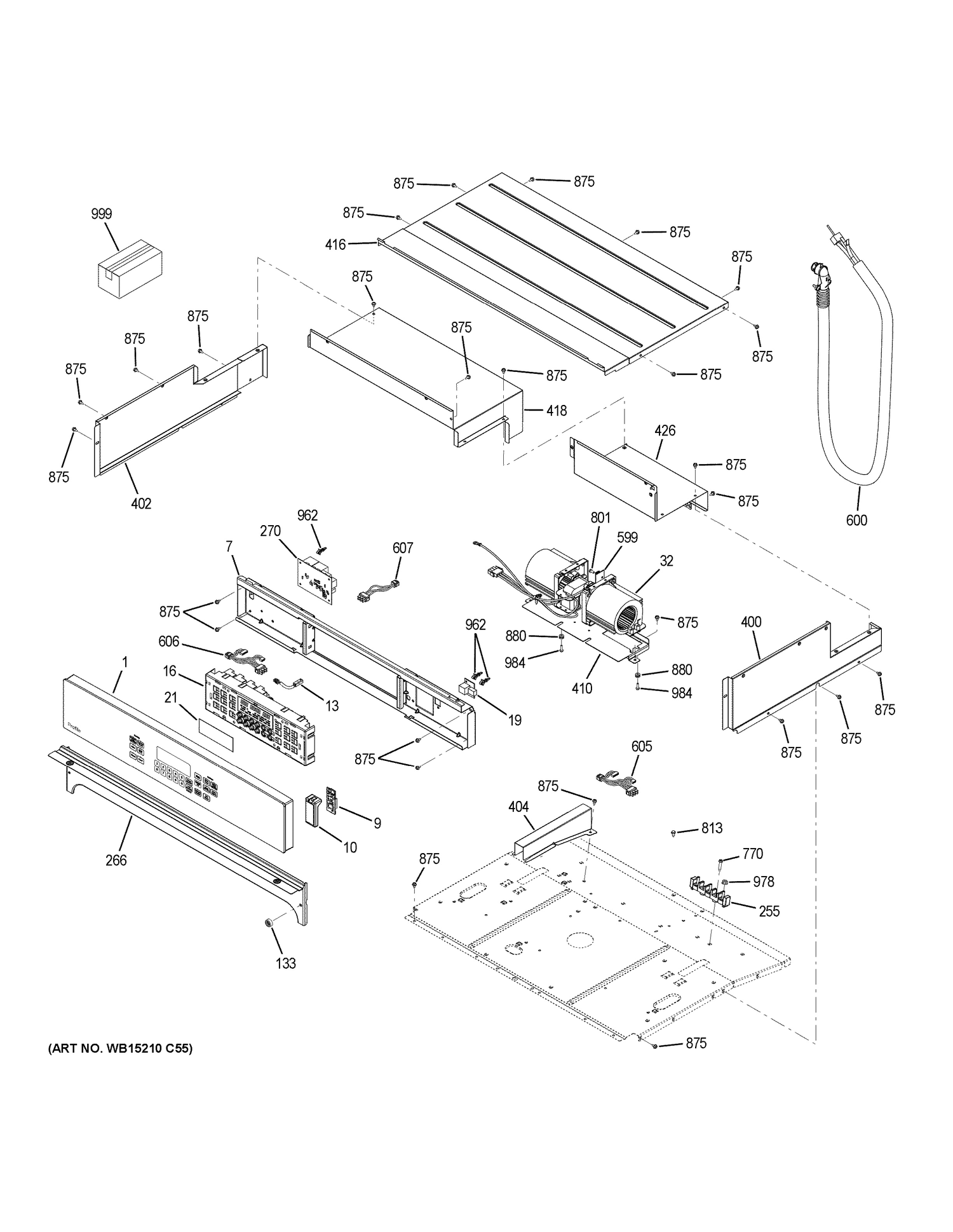 CONTROL PANEL Diagram and Parts List for PK7500DF6WW  General Electric Wall Oven
