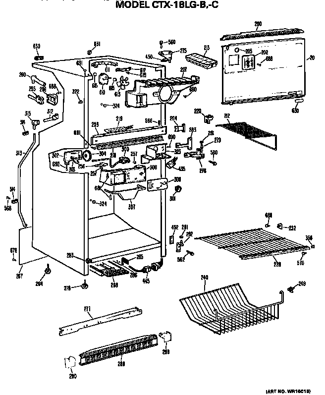 Cabinet Parts Diagram and Parts List for CTX18LGC  Hotpoint Refrigerator