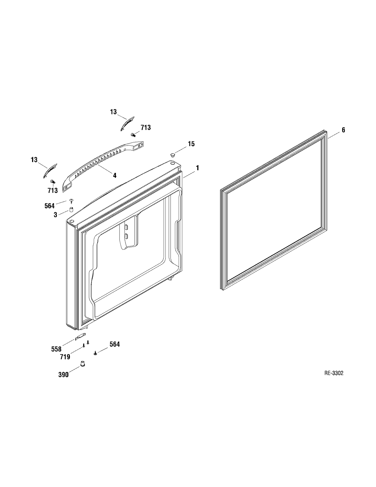 FZ DOOR Diagram and Parts List for GBRC0GAXARWW  General Electric Refrigerator