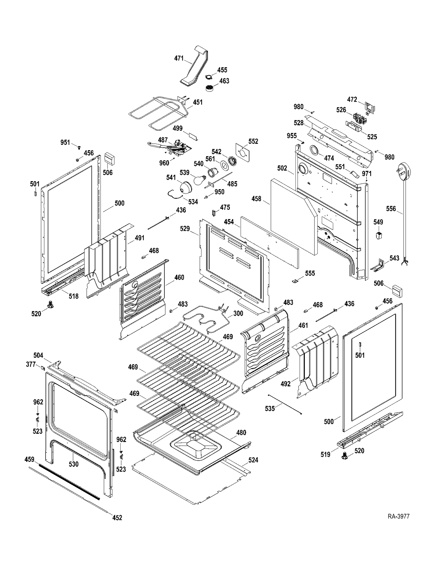 BODY PARTS Diagram and Parts List for JCBP68DP2WW  General Electric Range