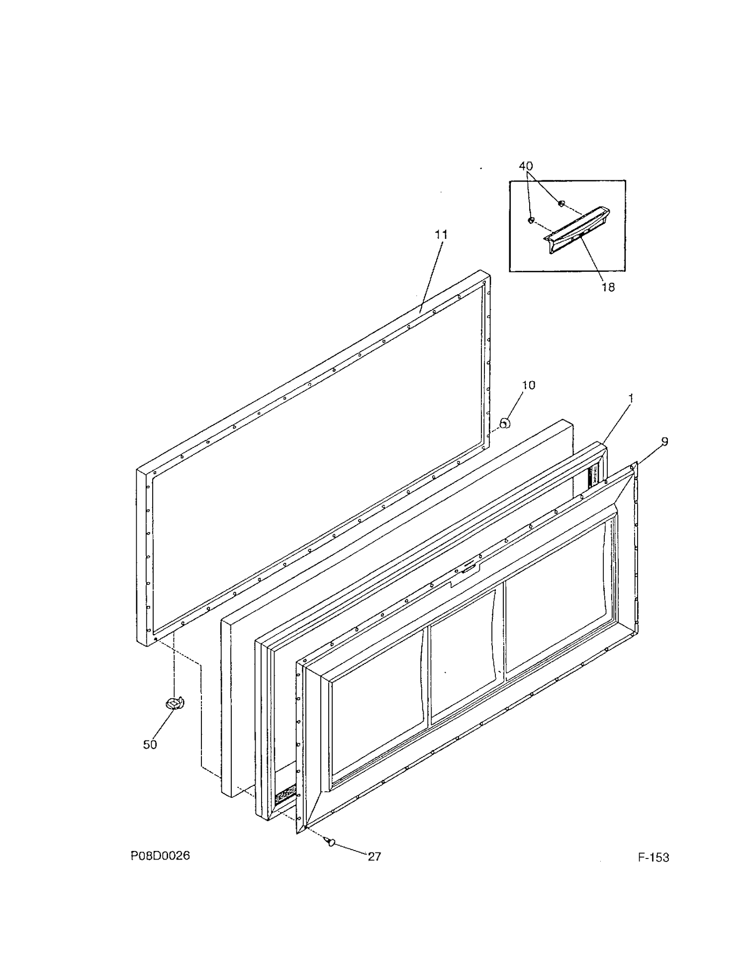 FREEZER DOOR Diagram and Parts List for 81310  General Electric Freezer