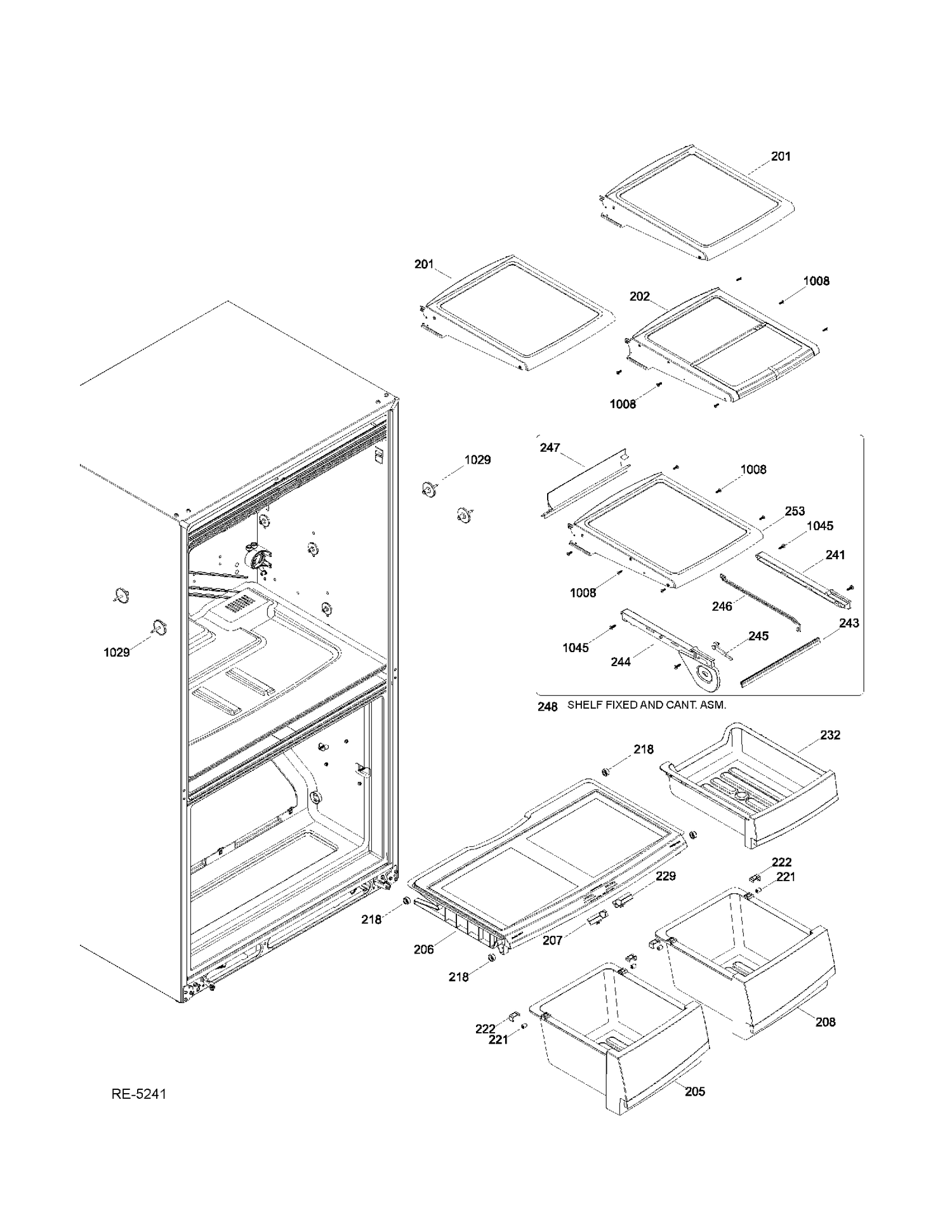 FF SHELVES Diagram and Parts List for PDRS0MBYGLSS  General Electric Refrigerator