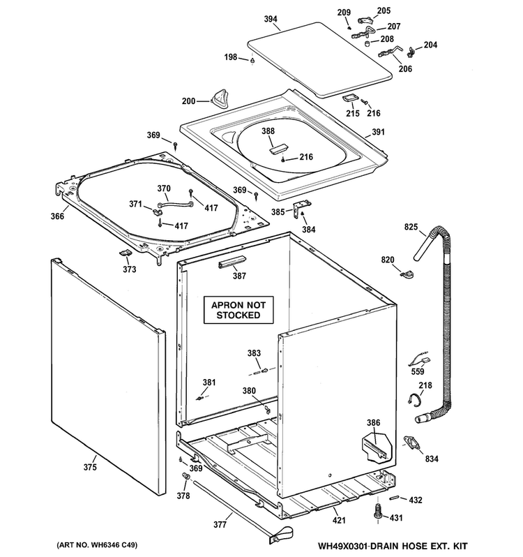Cabinet, Cover & Front Panel Diagram and Parts List for MTAP1100F2WW  Hotpoint Washer