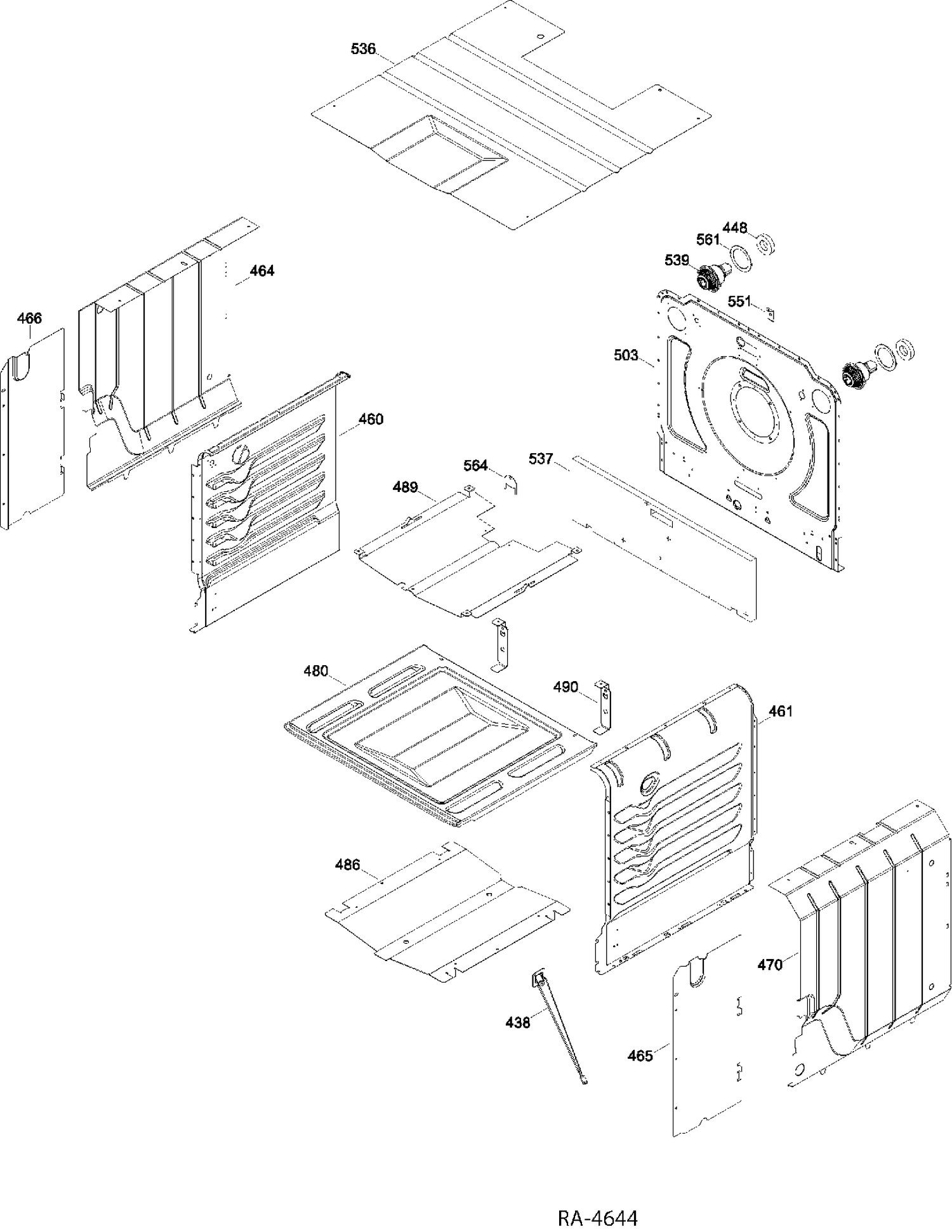 OVEN CAVITY Diagram and Parts List for PCGB980SET2SS  General Electric Range