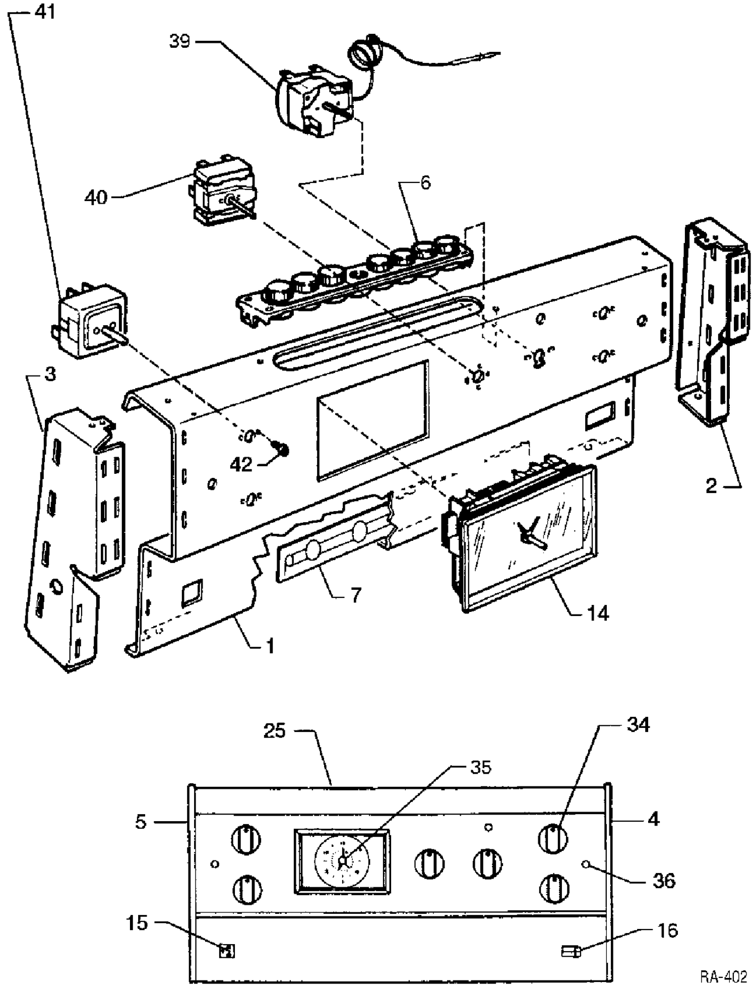 CONTROL PANEL Diagram and Parts List for 12450-1  General Electric Range