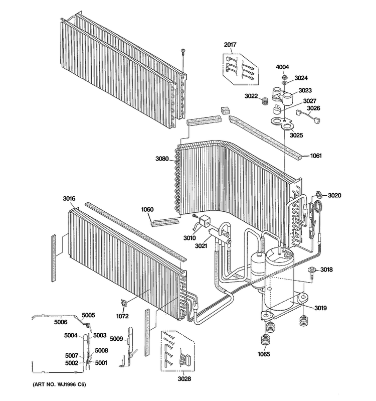 Unit Parts Diagram and Parts List for AZ61H12DABW2  General Electric Air Conditioner