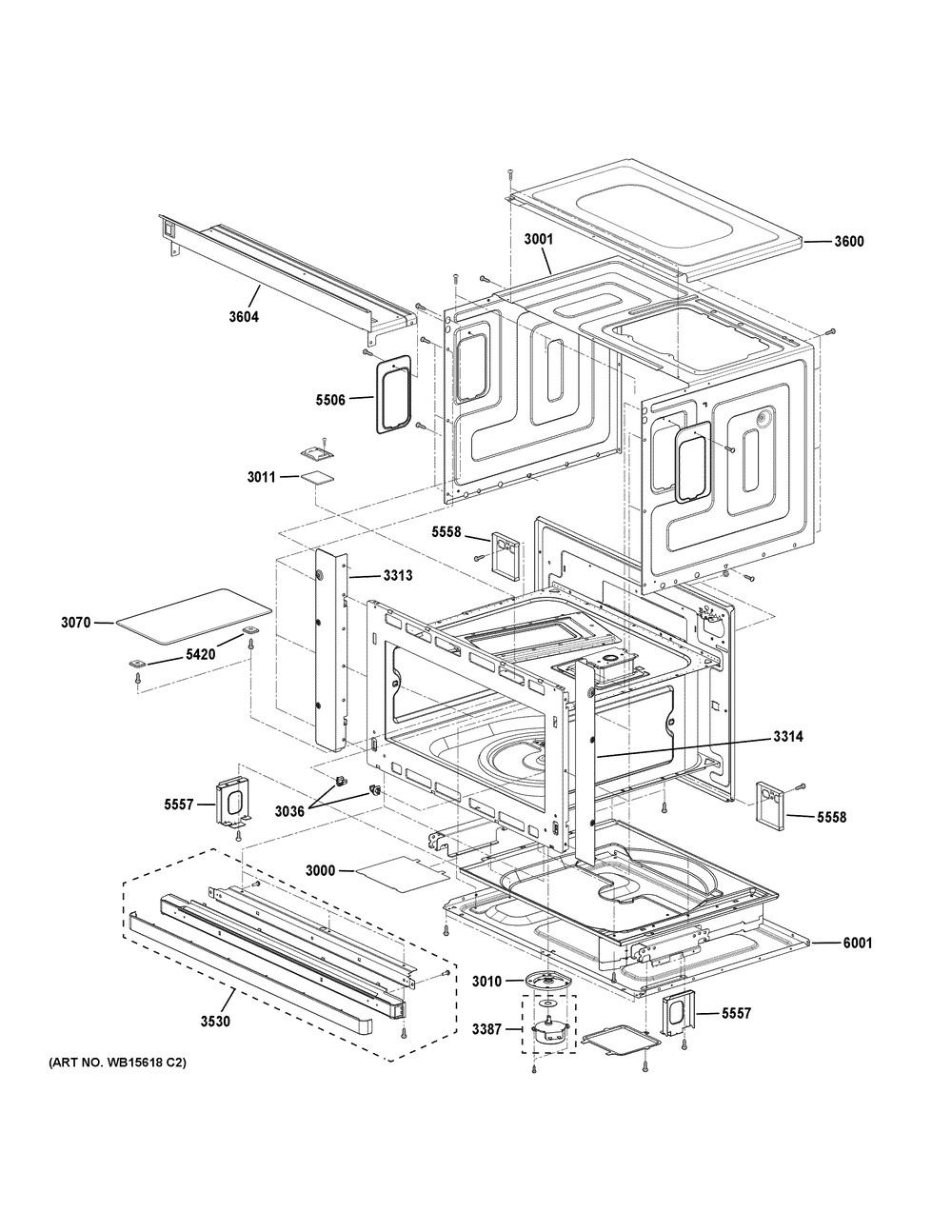 Oven Cavity Parts Diagram and Parts List for CSB923P3N3D1  General Electric Microwave