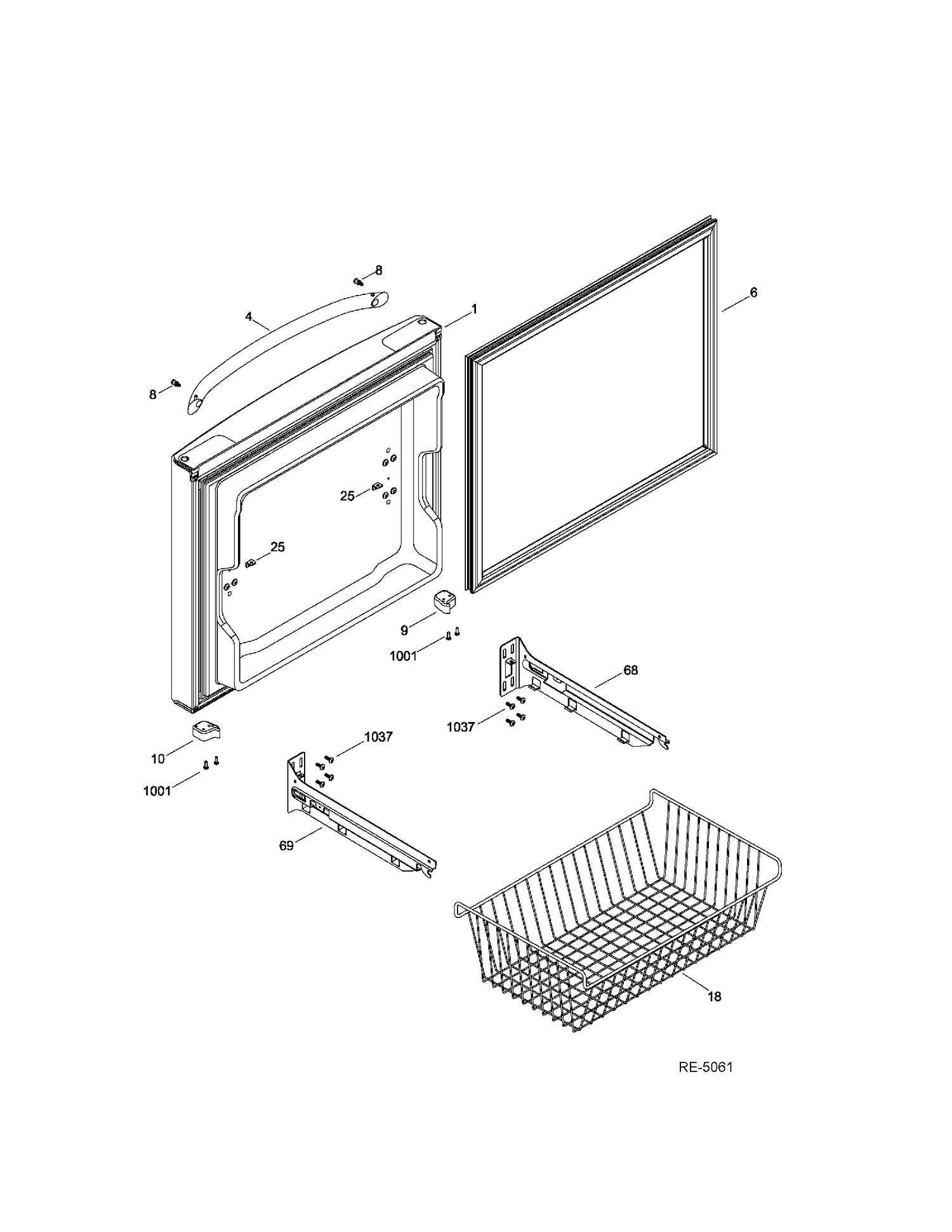 FZ DOOR Diagram and Parts List for GDRS0HBDARSS  General Electric Refrigerator