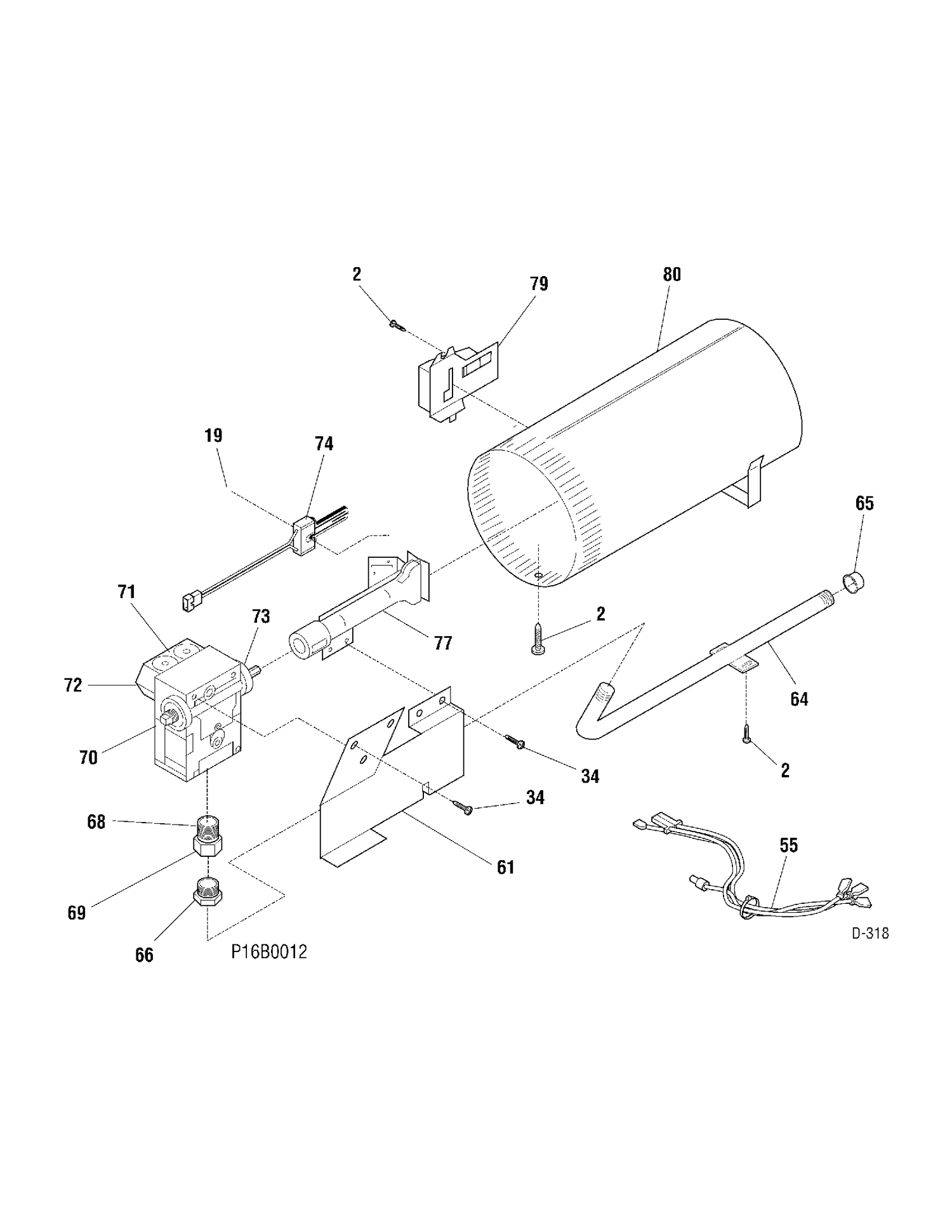 BURNER Diagram and Parts List for PSXH43GV2WW  General Electric Dryer