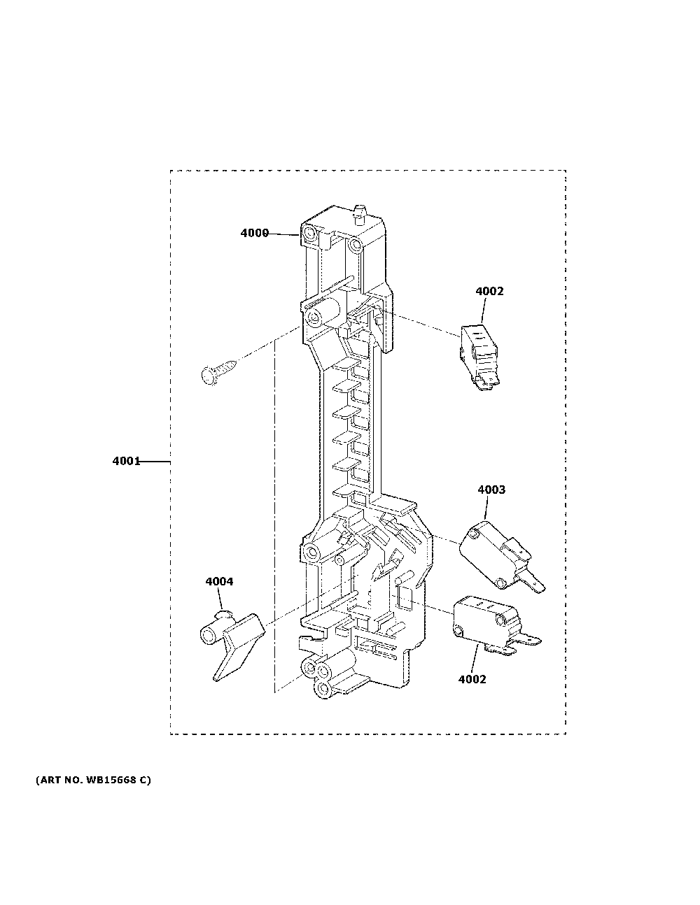 Latch Board Parts Diagram and Parts List for JNM3184DP8BB  General Electric Microwave