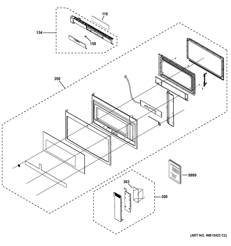 Control Panel & Door Parts Diagram and Parts List for PVM9005DJ2BB  General Electric Microwave