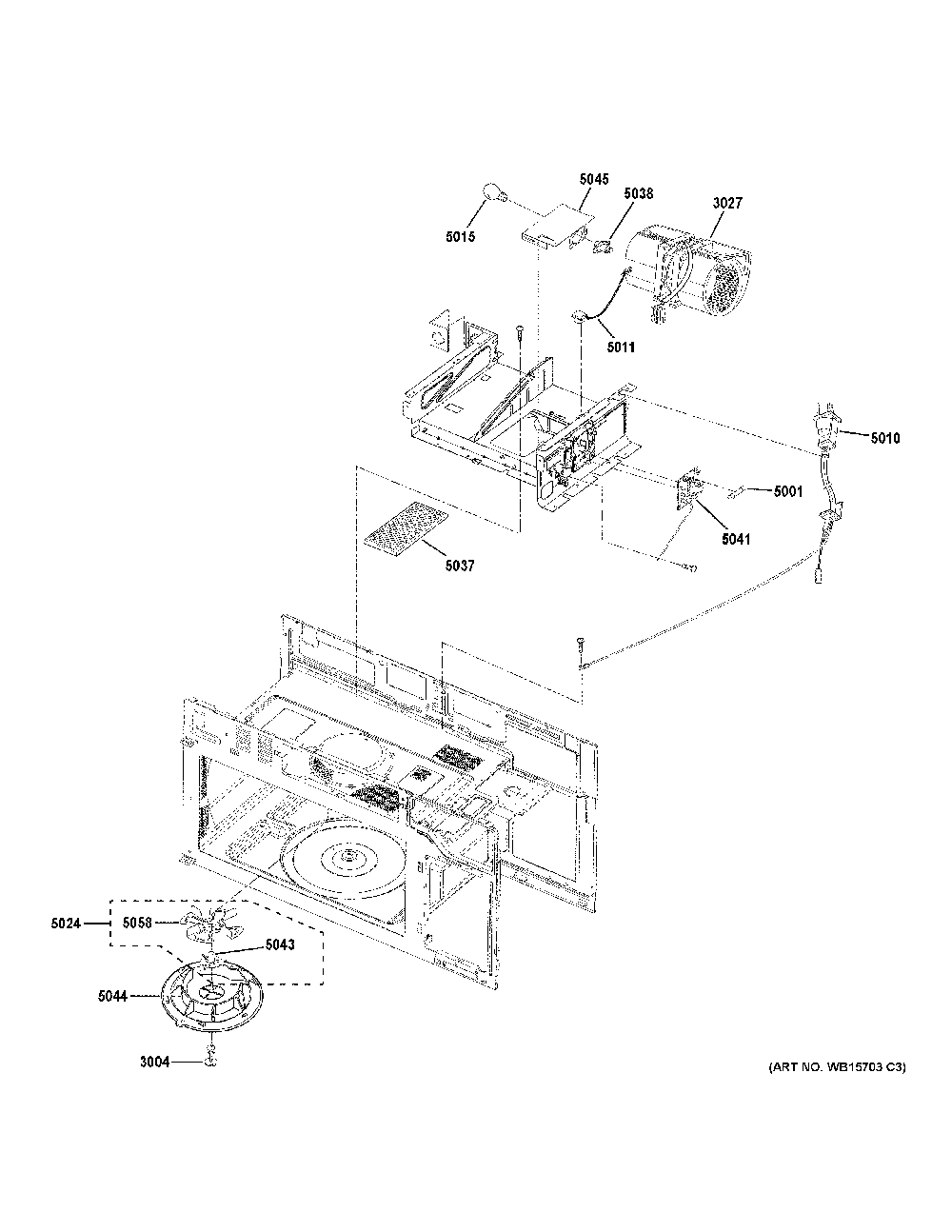 Interior Parts Diagram and Parts List for QVM7167RN8SS  General Electric Microwave