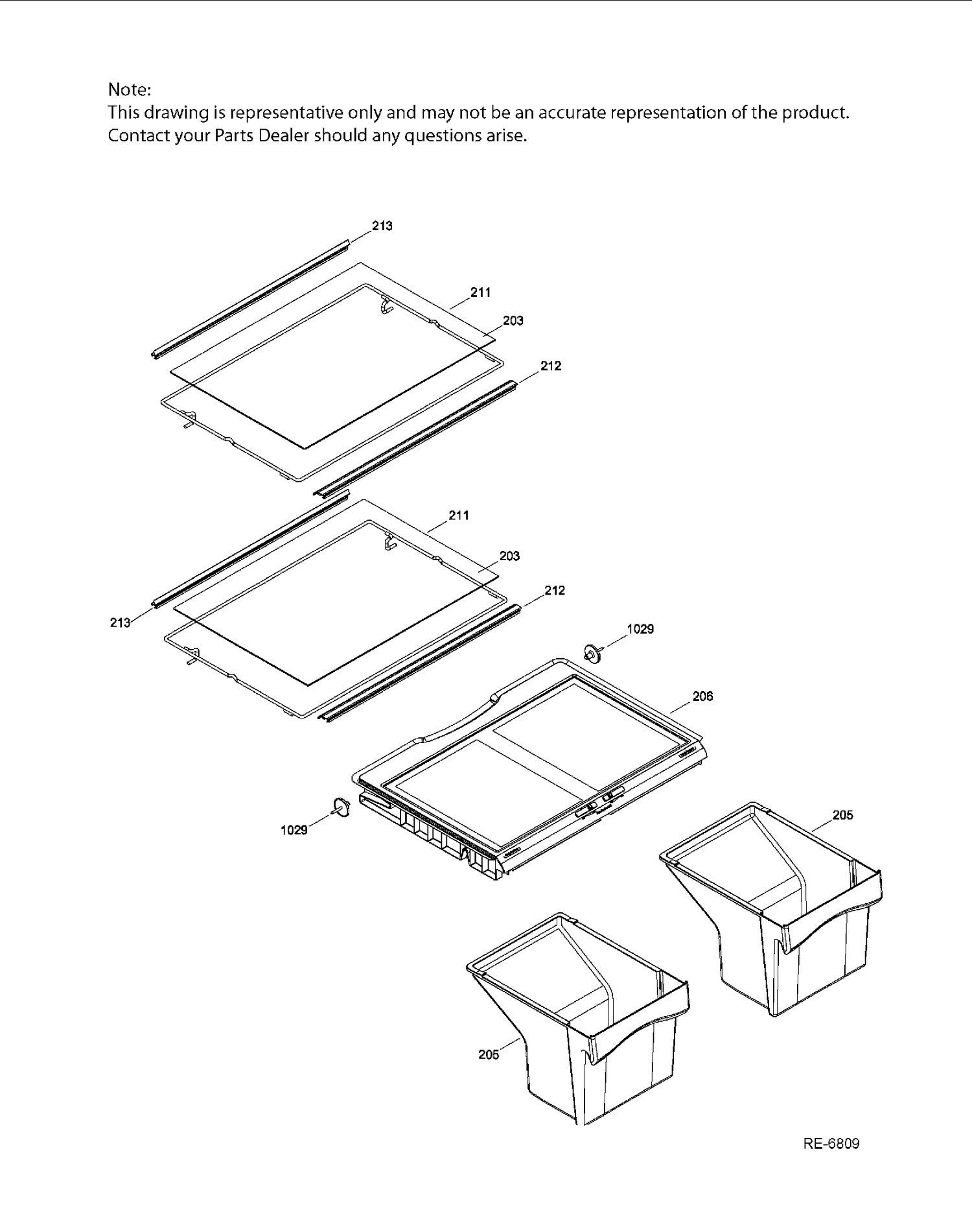 FRESH FOOD SHELVES Diagram and Parts List for GTRS0HBZALSS  General Electric Refrigerator