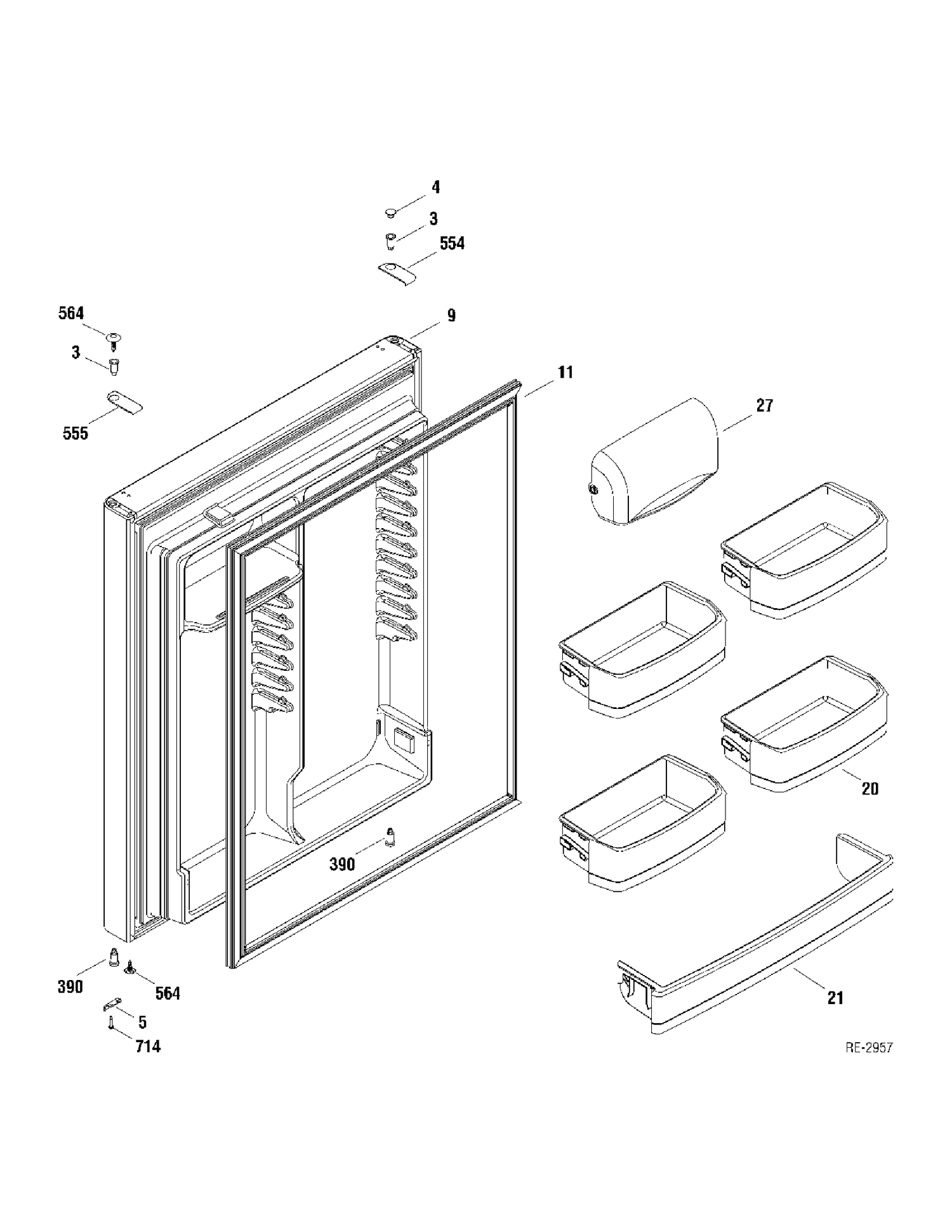 FF DOOR Diagram and Parts List for GTR22KSWARSS  General Electric Refrigerator
