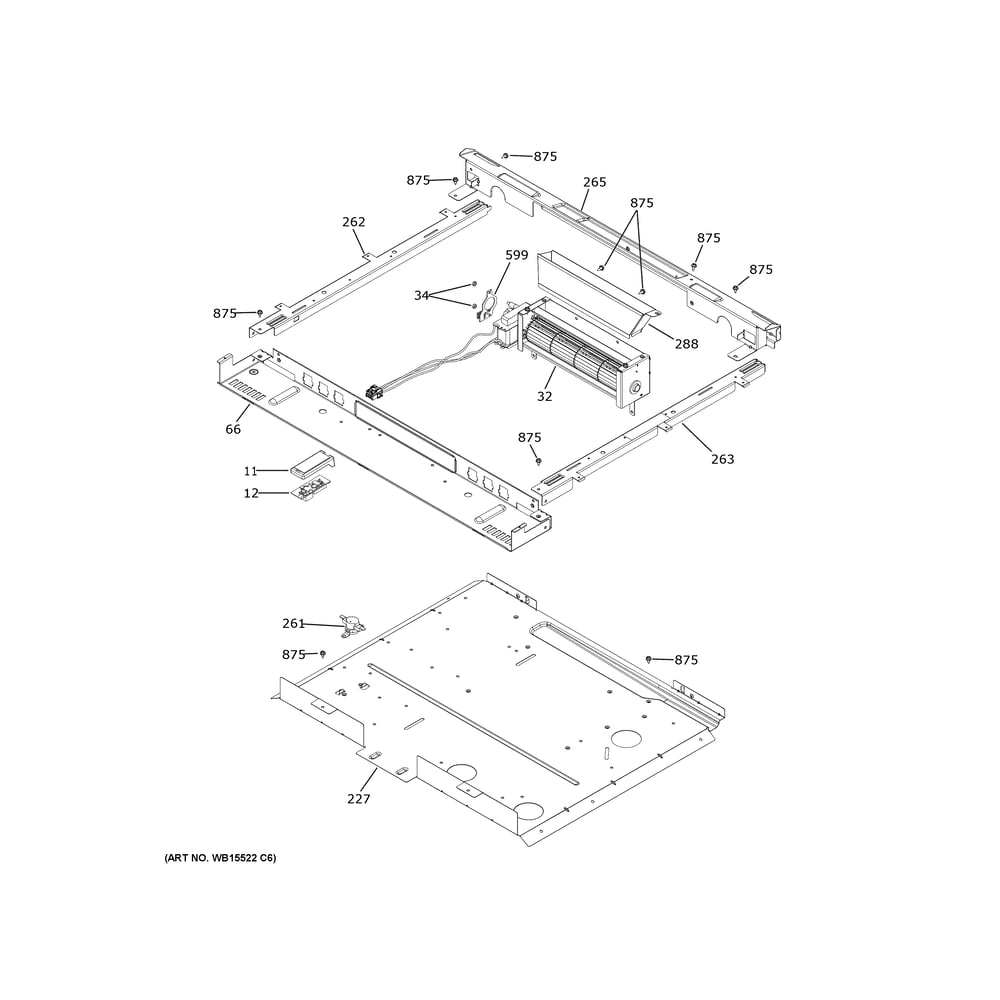 Cooling Fan Diagram and Parts List for PHS930YPCFS  General Electric Cooktop