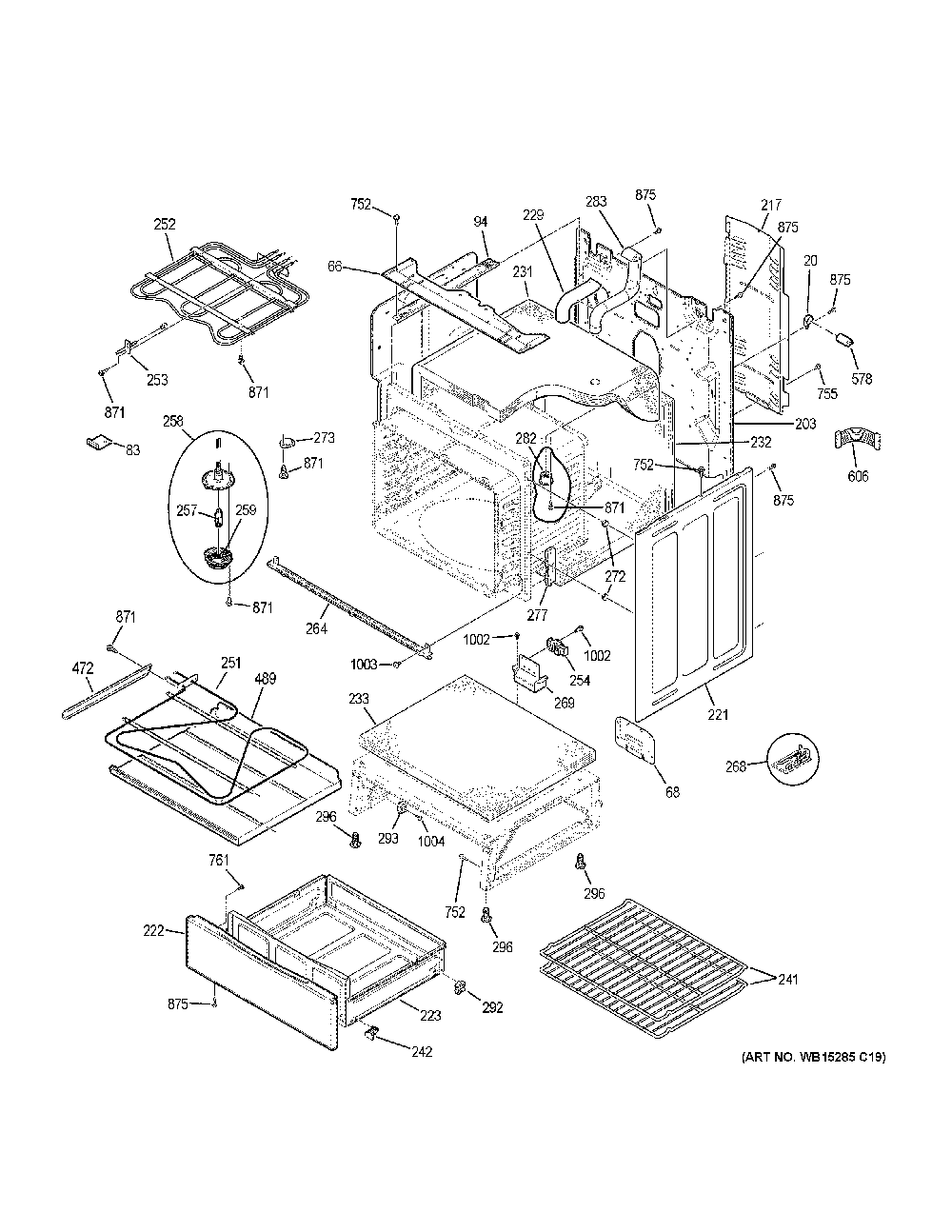 Body parts Diagram and Parts List for PB911BJ8TS  General Electric Range