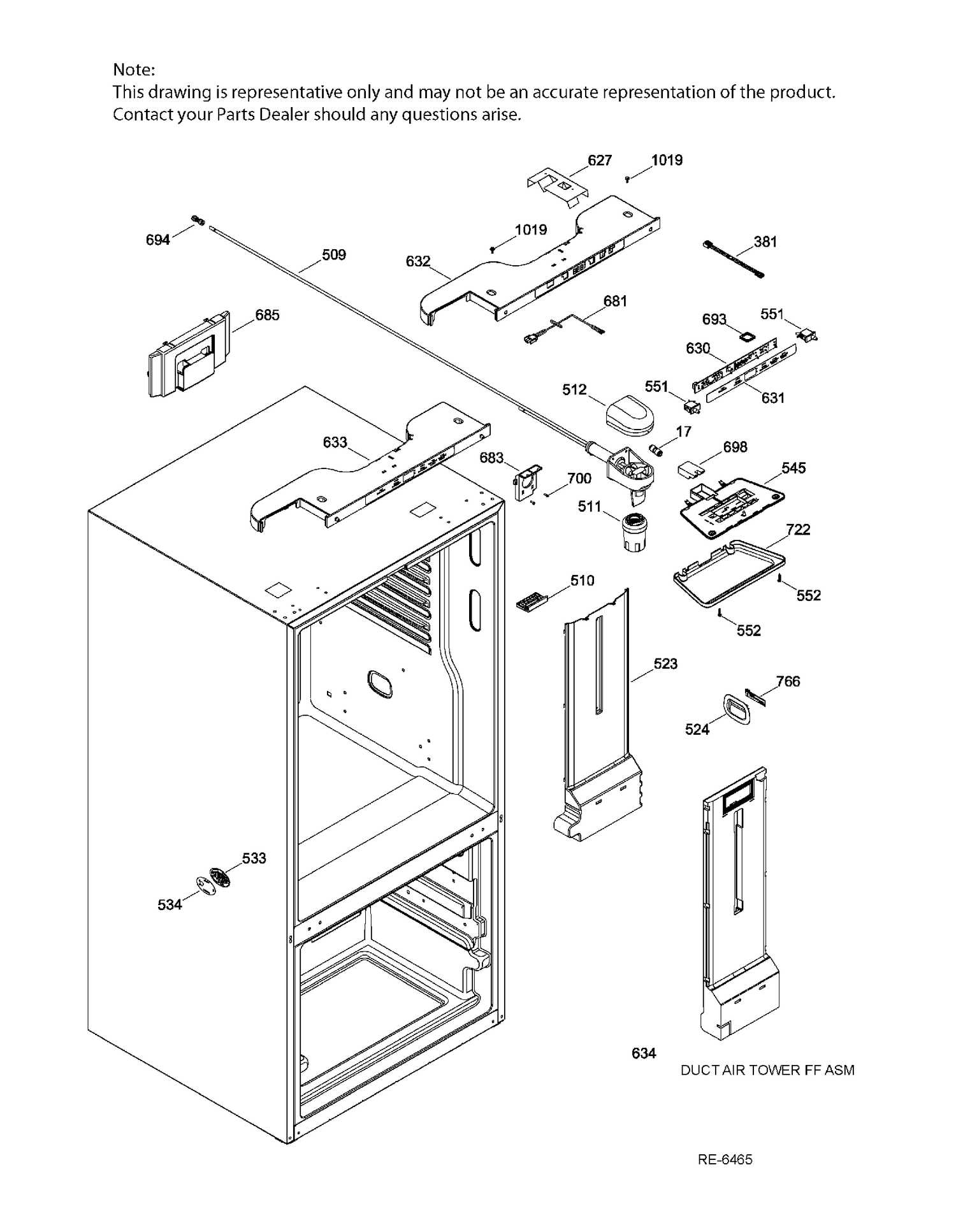 FUNCTIONAL PARTS FF Diagram and Parts List for PDE21KMKAKES  General Electric Refrigerator