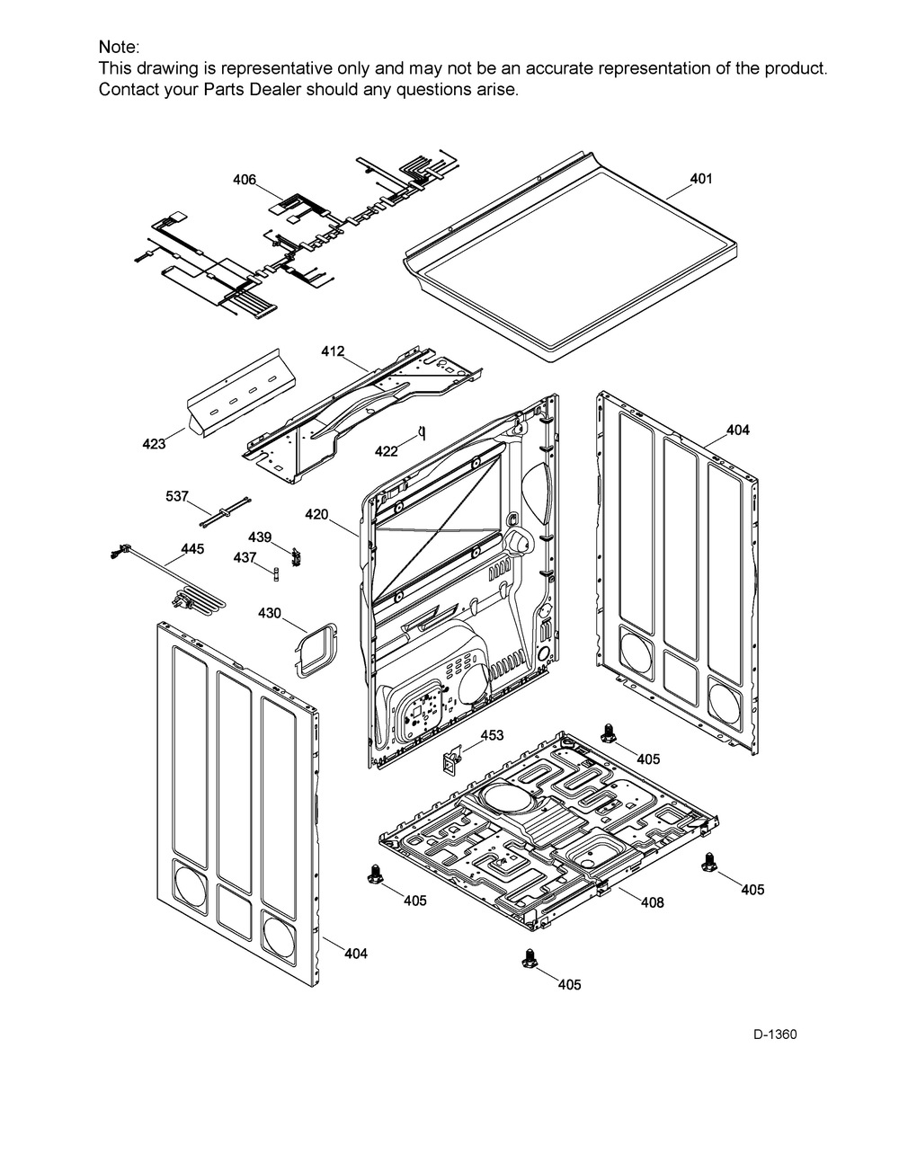 Structure Diagram and Parts List for GTMP280ED6WW  General Electric Dryer