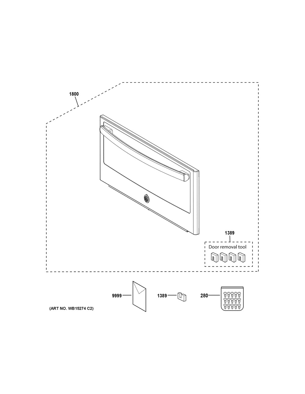 Door Parts Diagram and Parts List for PSB9240SF5SS  General Electric Microwave