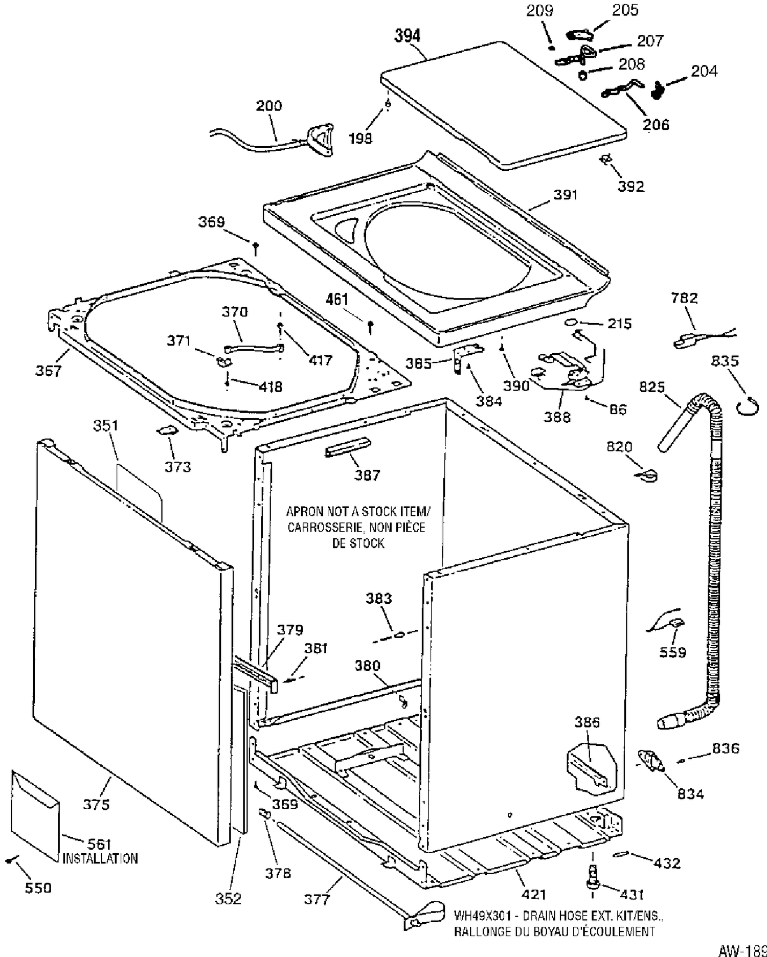 CABINET Diagram and Parts List for GKSR4110W0WW  General Electric Washer