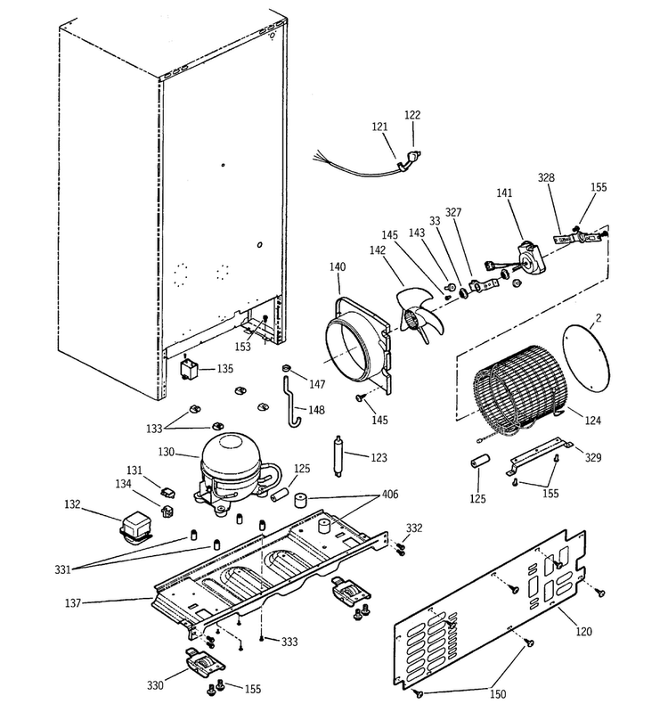 Unit Parts Diagram and Parts List for PDS18LBMWW  General Electric Refrigerator