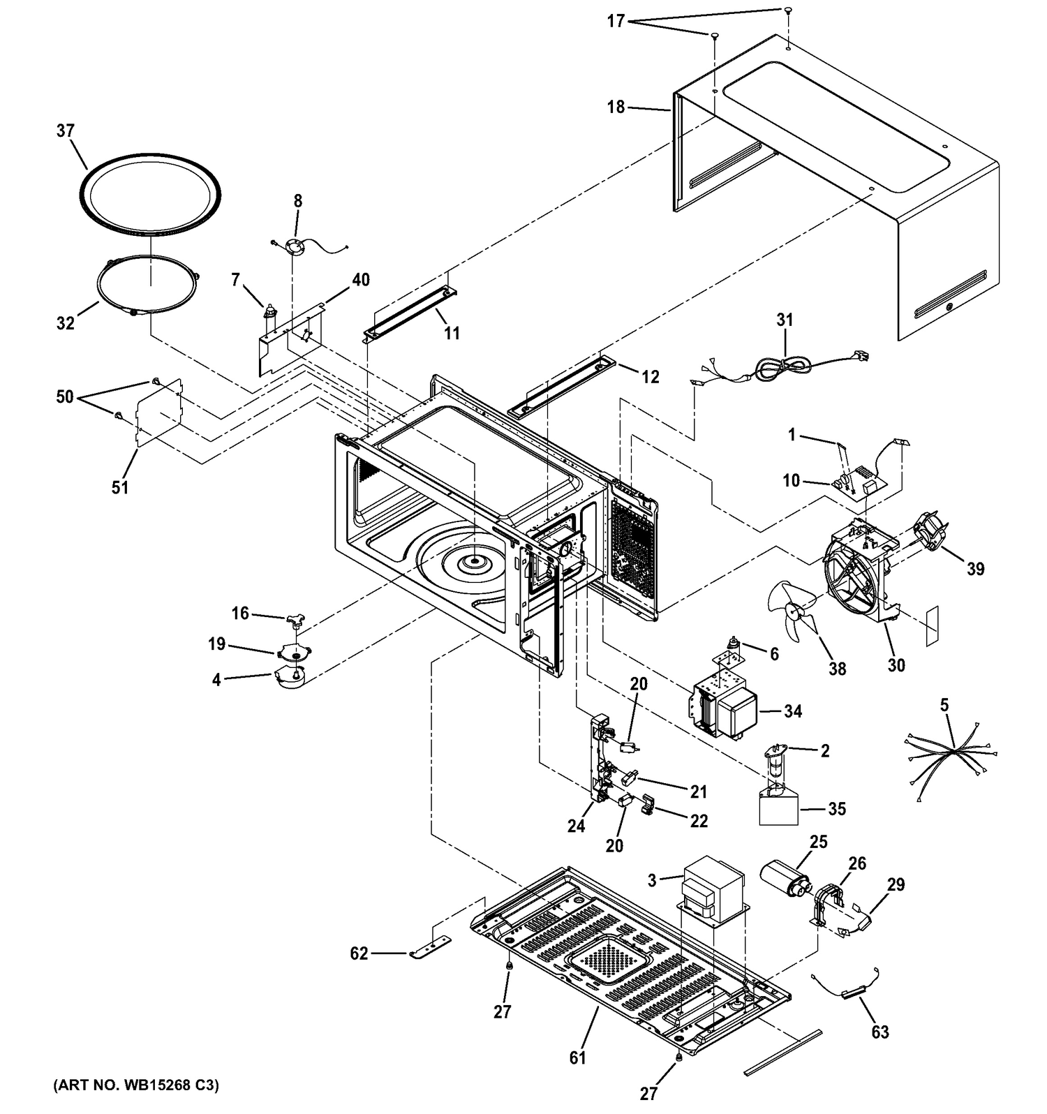 OVEN CAVITY PARTS Diagram and Parts List for ZEM115SJ1SS  General Electric Microwave