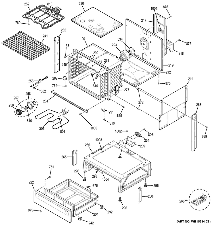 Body Parts Diagram and Parts List for JS630DF2CC  General Electric Range