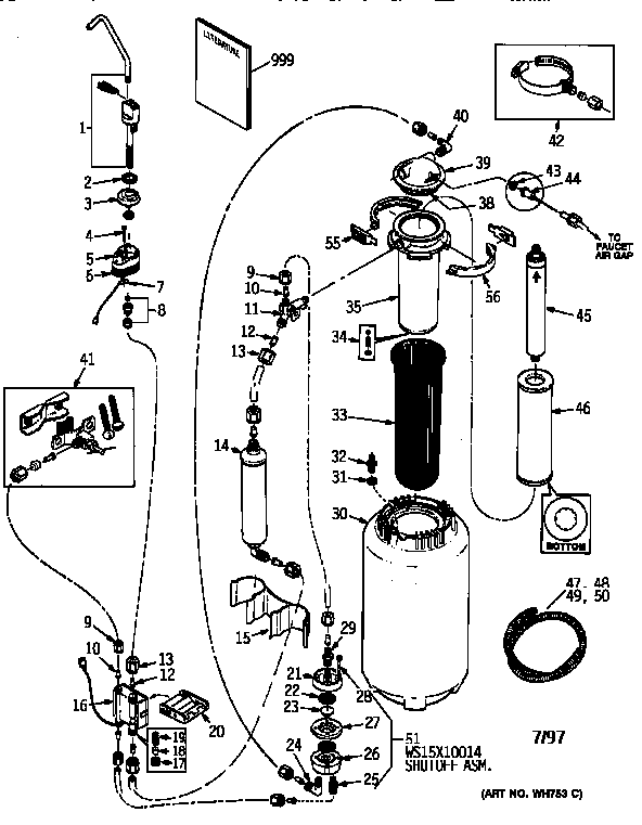 Replacement parts Diagram and Parts List for PNVR18ZWH01  General Electric Water Filter System