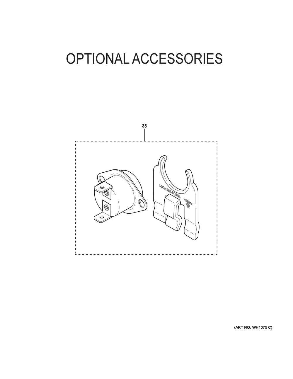 Optional Accessories Diagram and Parts List for GG50T08AYV01  General Electric Water Heater