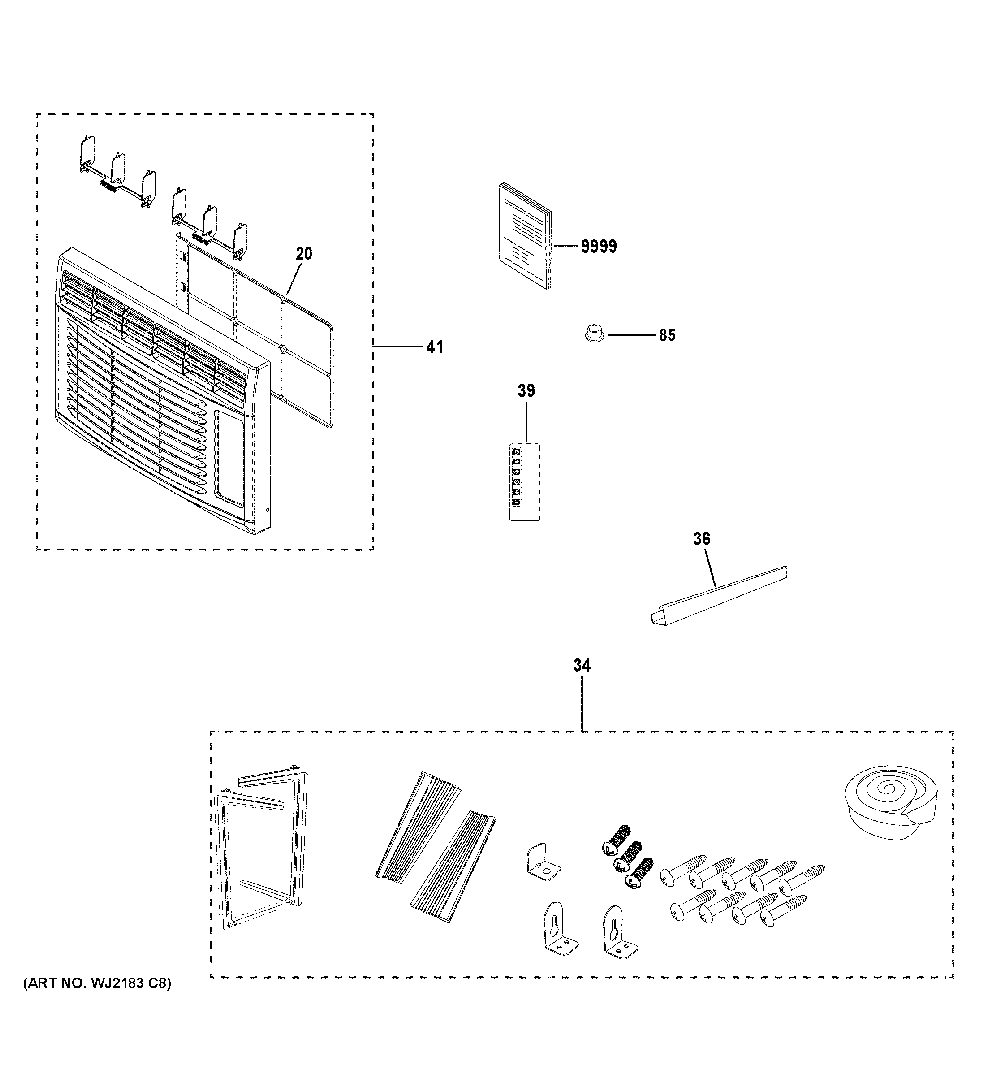 Room Air Conditioner Diagram and Parts List for AHQ06LYCQ1  General Electric Air Conditioner