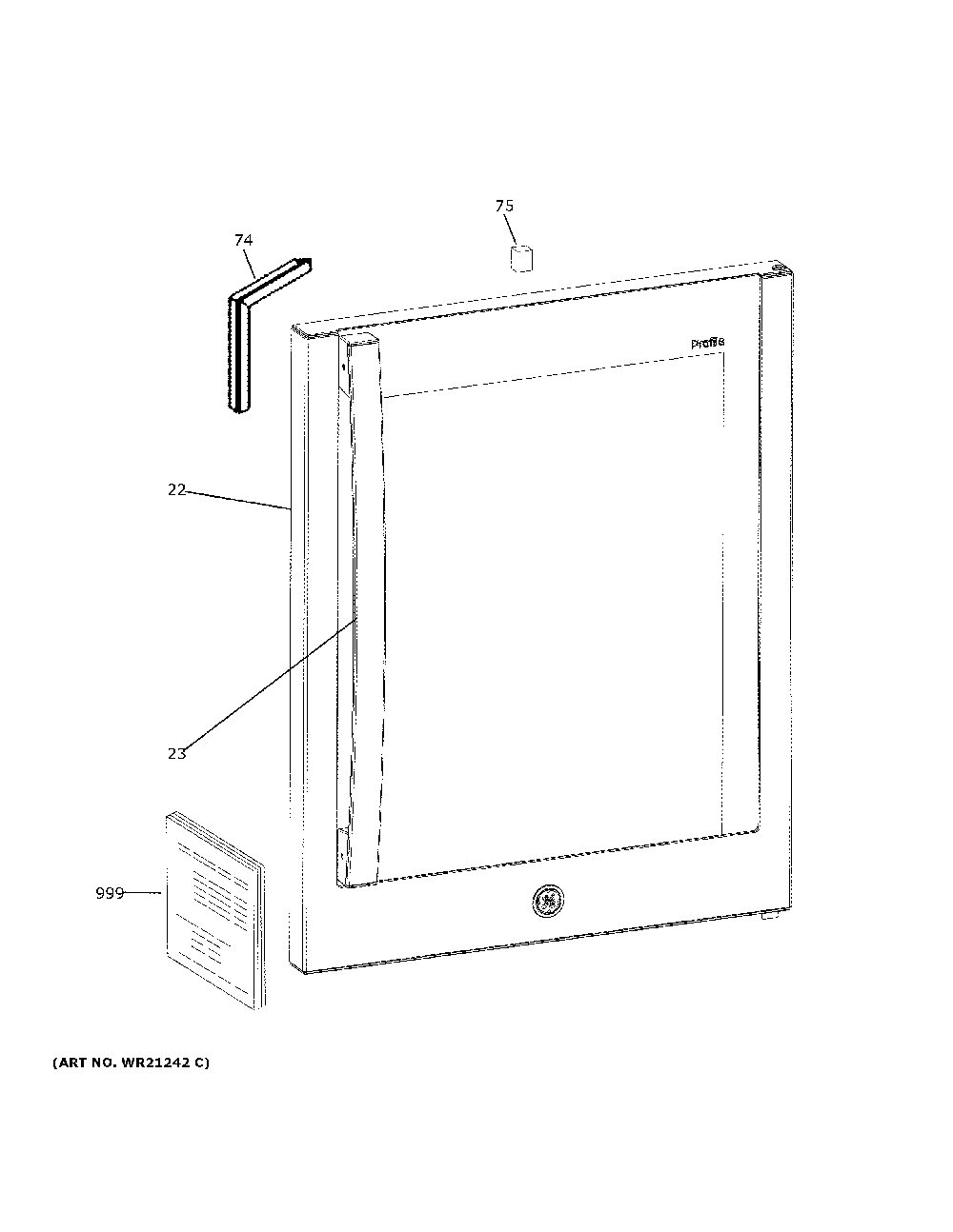 Door Diagram and Parts List for PVS06BSPCSS  General Electric Refrigerator