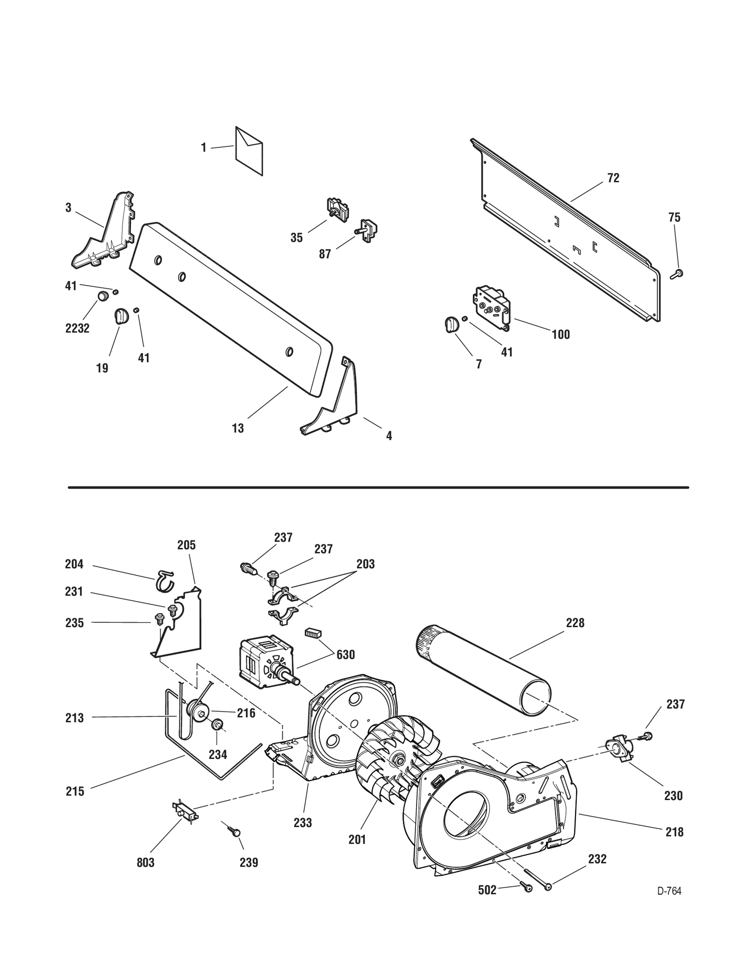 CONTROL PANEL-BLOWER-DRIVE Diagram and Parts List for GTMX100GM2WW  General Electric Dryer