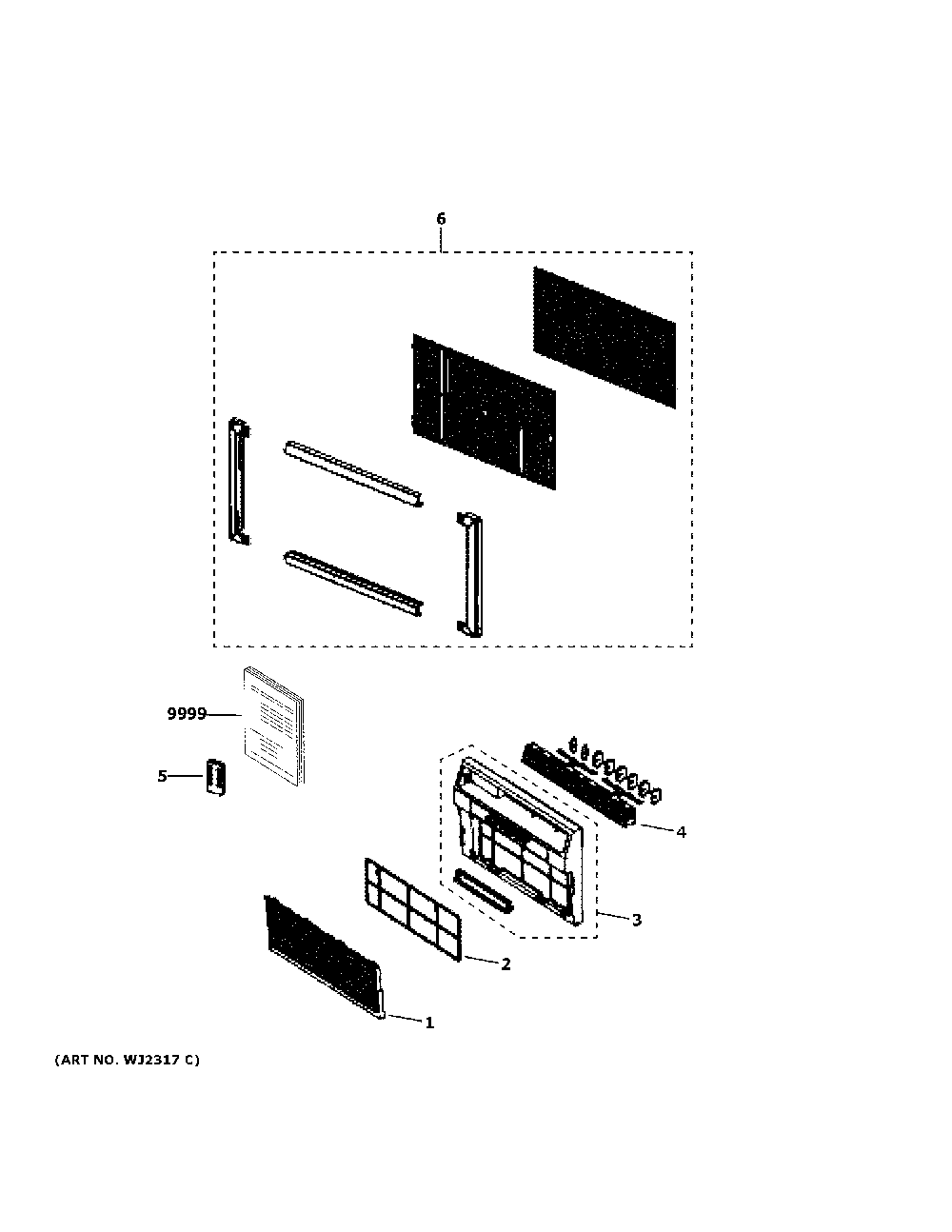 Room air conditioner Diagram and Parts List for AJCM10DCHK1  General Electric Air Conditioner