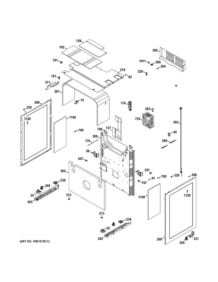 Body Parts Diagram and Parts List for JGB870DET3BB  General Electric Range