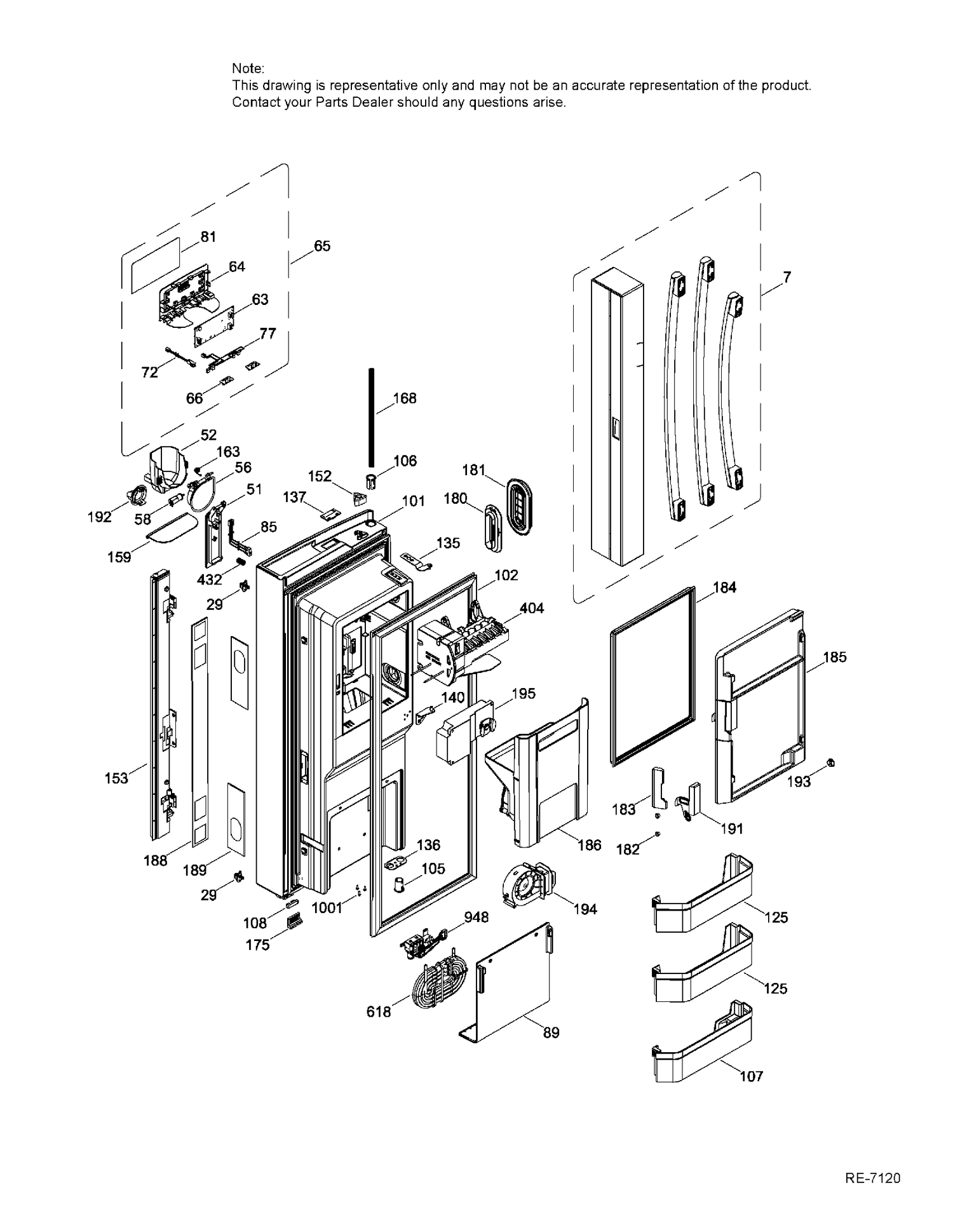 FRESH FOOD DOOR LEFT Diagram and Parts List for PFE24JGKBKWW  General Electric Refrigerator