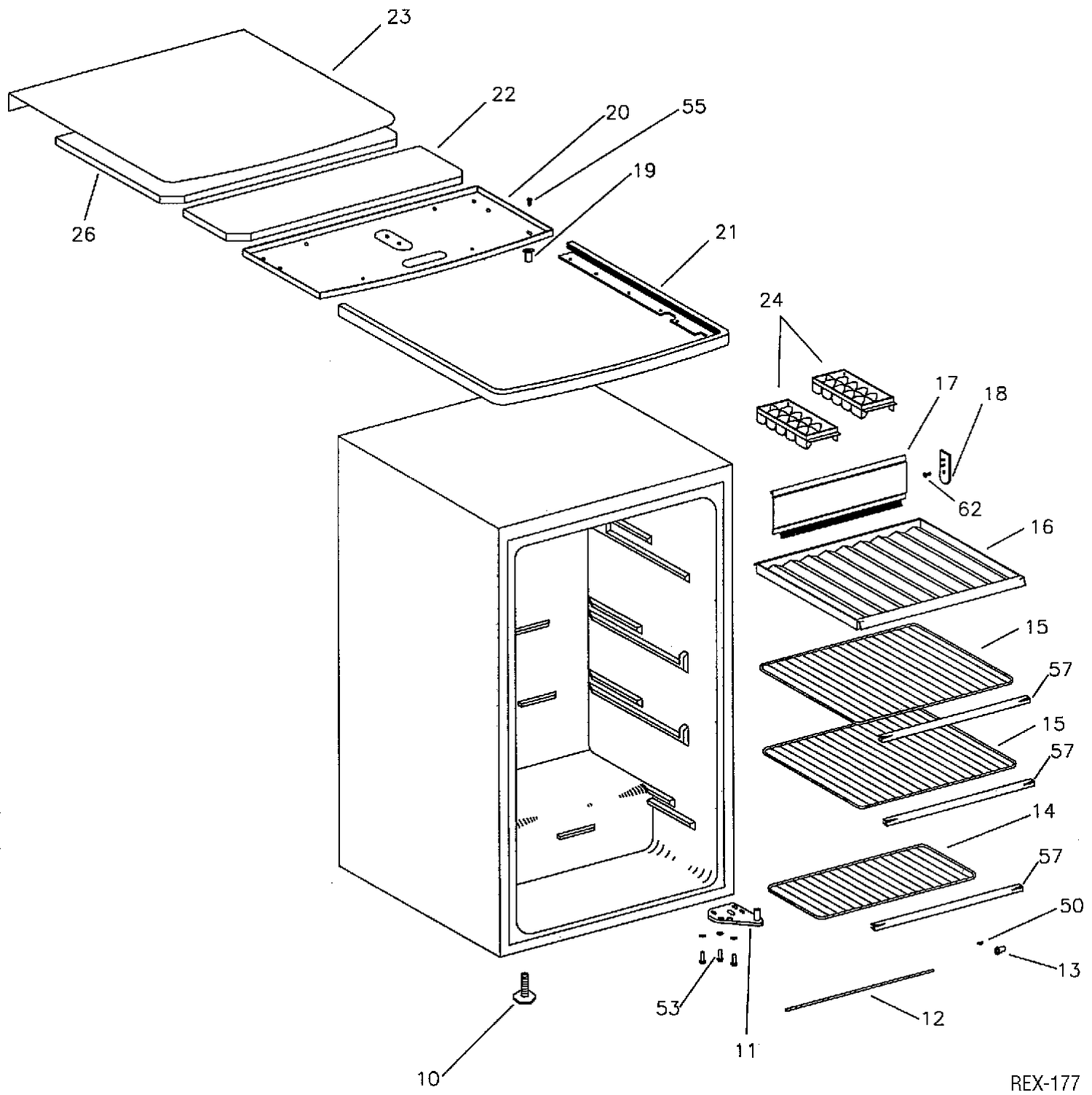 SHELF PARTS Diagram and Parts List for TAC4SNYAW  General Electric Refrigerator