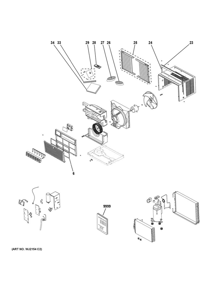 Room Air Conditioner Diagram and Parts List for AEC08LWQ1  General Electric Air Conditioner