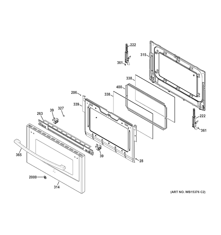 Lower Door Diagram and Parts List for JGB870SEF1SS  General Electric Range