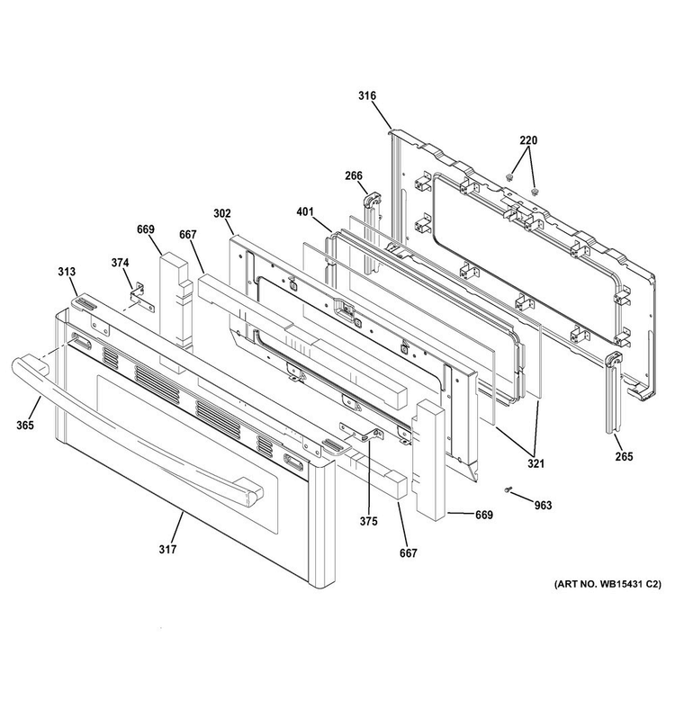 Upper Door Diagram and Parts List for JGB860EEJ4ES  General Electric Range