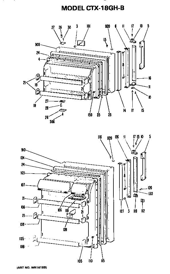 Doors Diagram and Parts List for CTX18GHB  Hotpoint Refrigerator