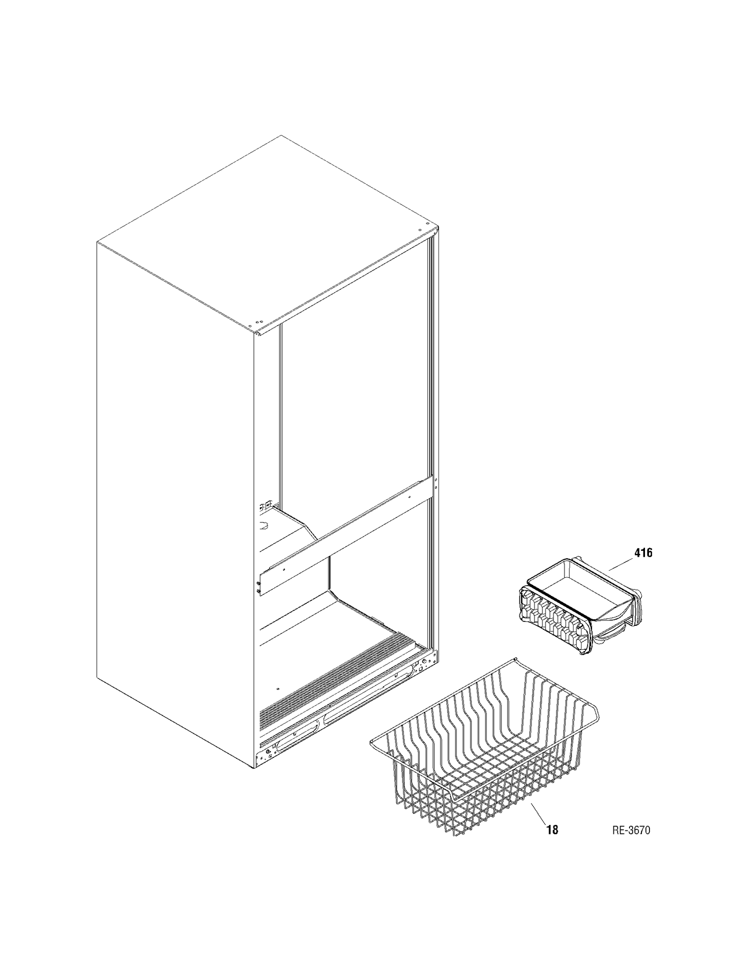 FZ SHELVES Diagram and Parts List for MBRC0FAYARWW  General Electric Refrigerator