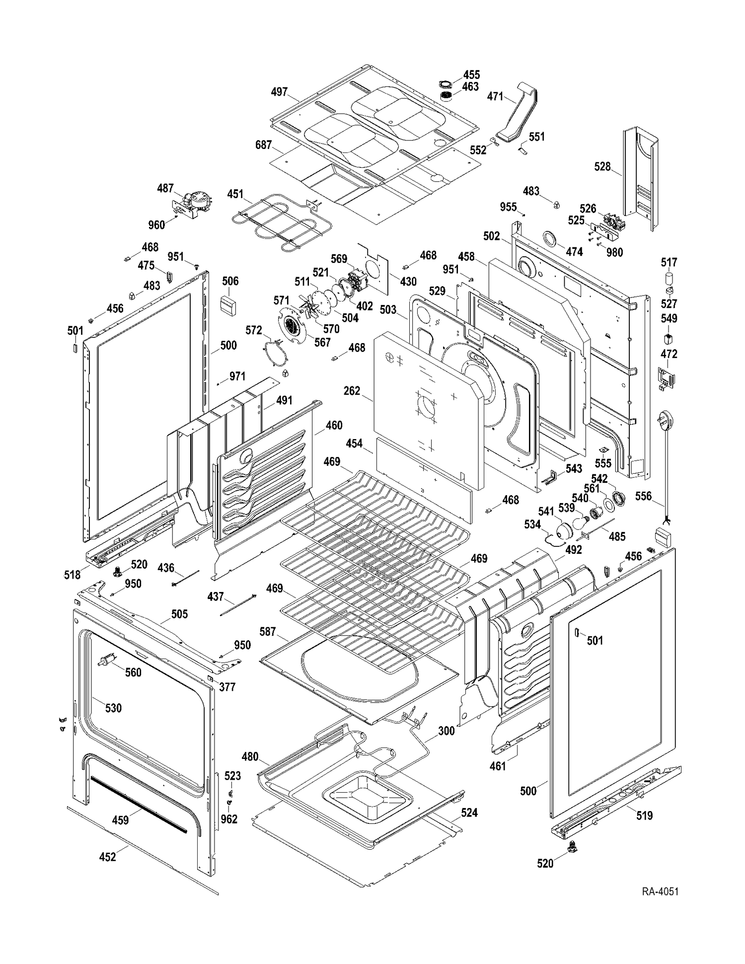 BODY PARTS Diagram and Parts List for JCBP77SP2SS  General Electric Range