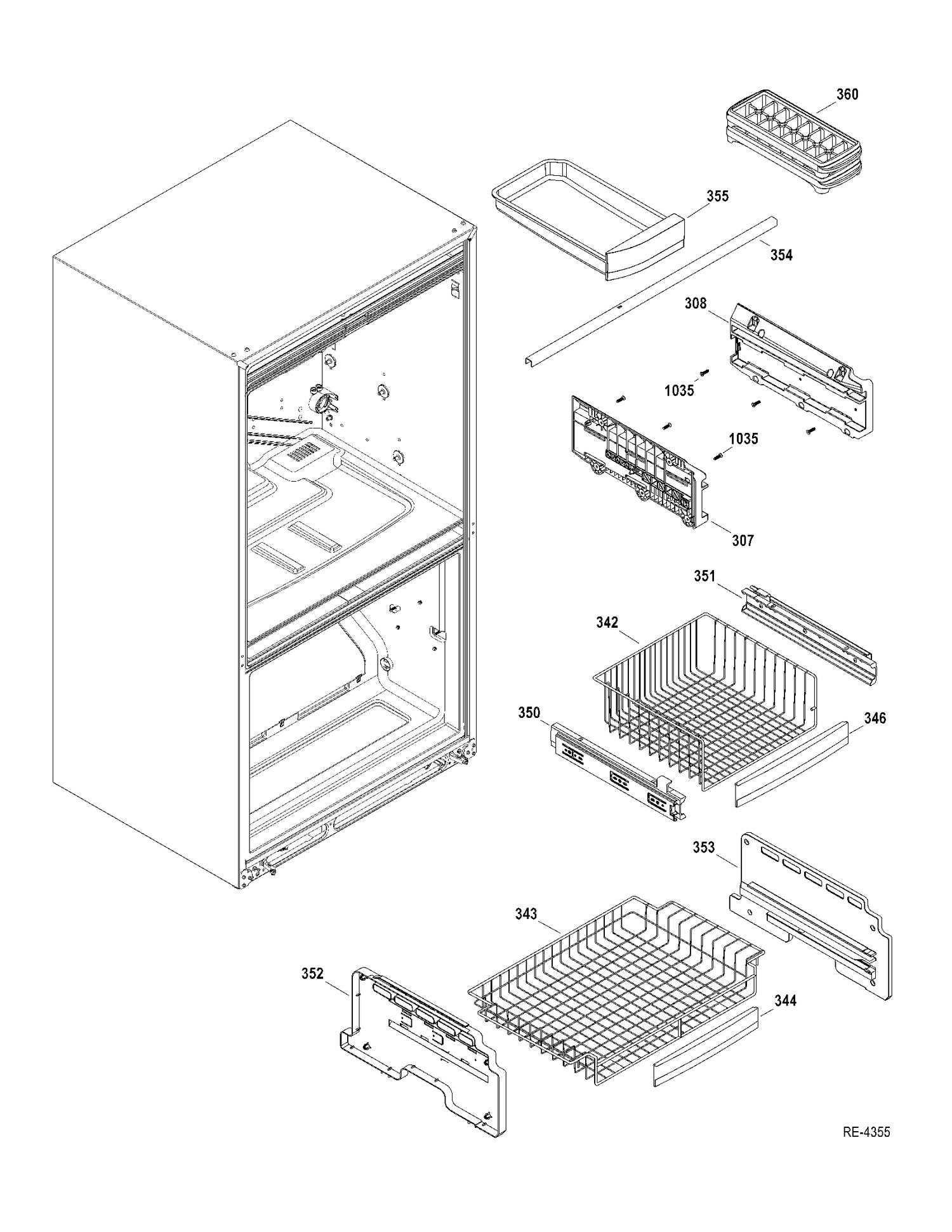 FZ BASKETS Diagram and Parts List for PFRS5NBXCSS  General Electric Refrigerator
