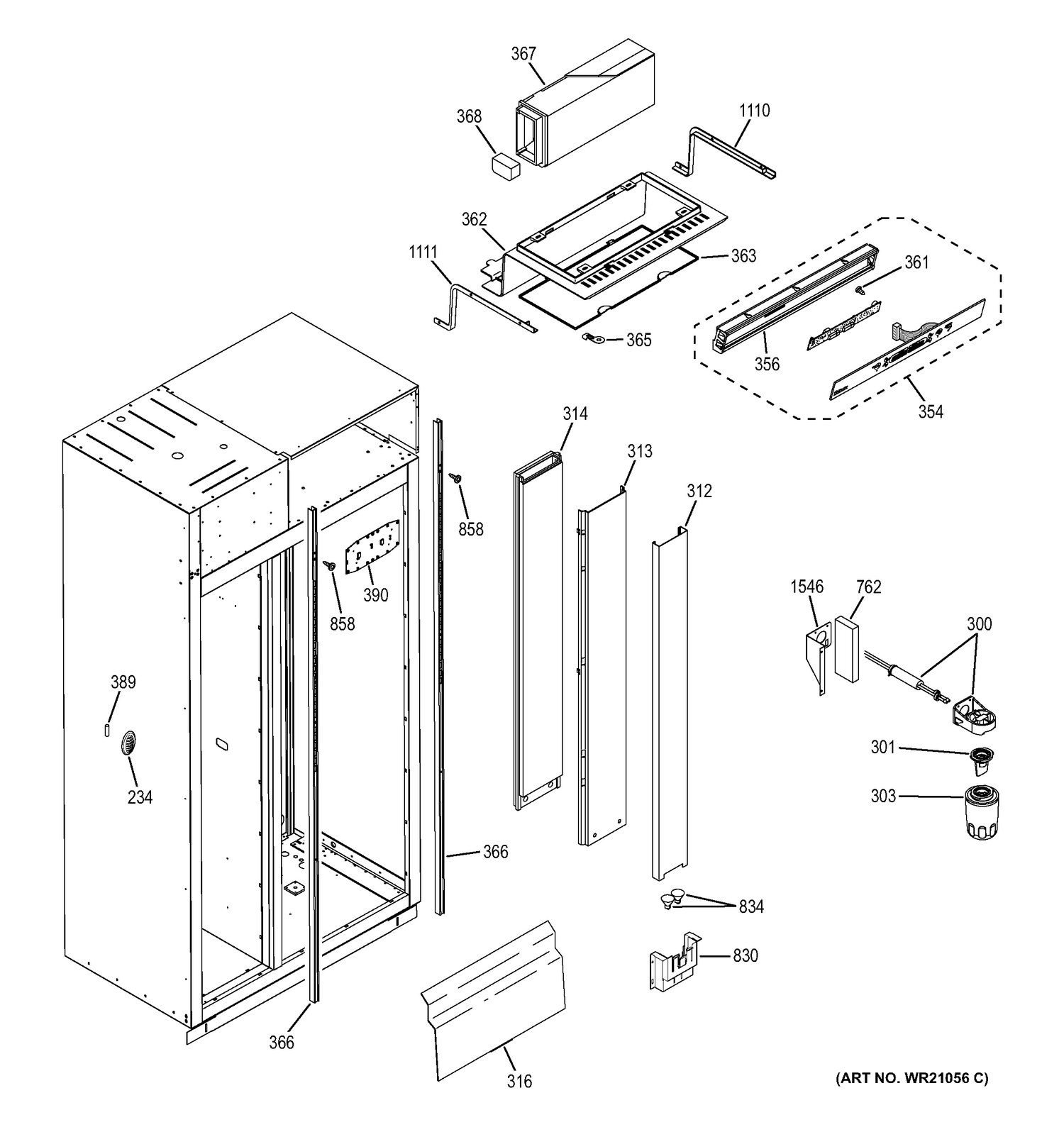 FRESH FOOD SECTION Diagram and Parts List for ZIS360NXD  General Electric Refrigerator