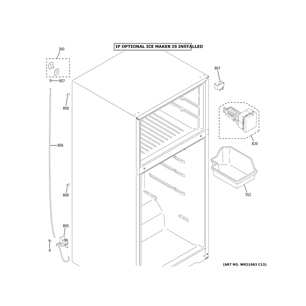 Ice Maker Diagram and Parts List for GTS17GSNGRSS  General Electric Refrigerator