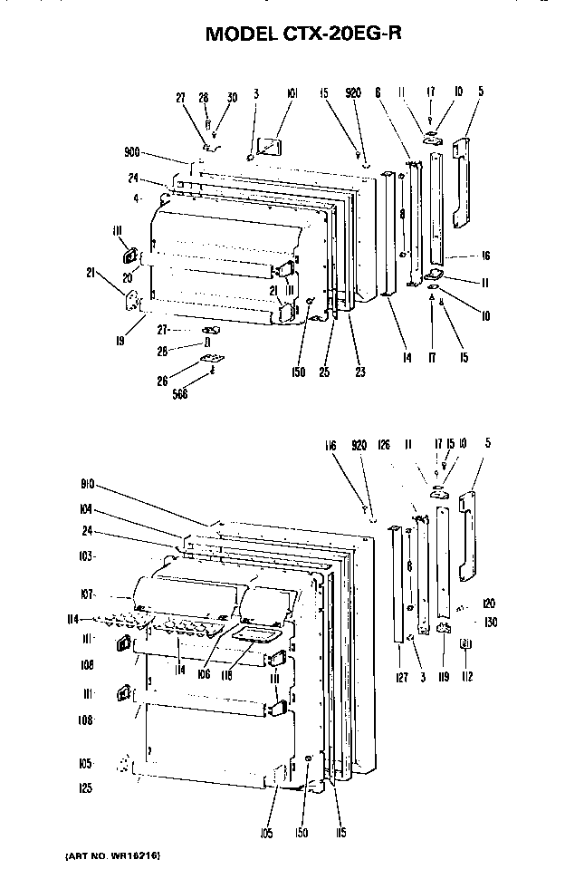 Doors Diagram and Parts List for CTX20EGR  Hotpoint Refrigerator