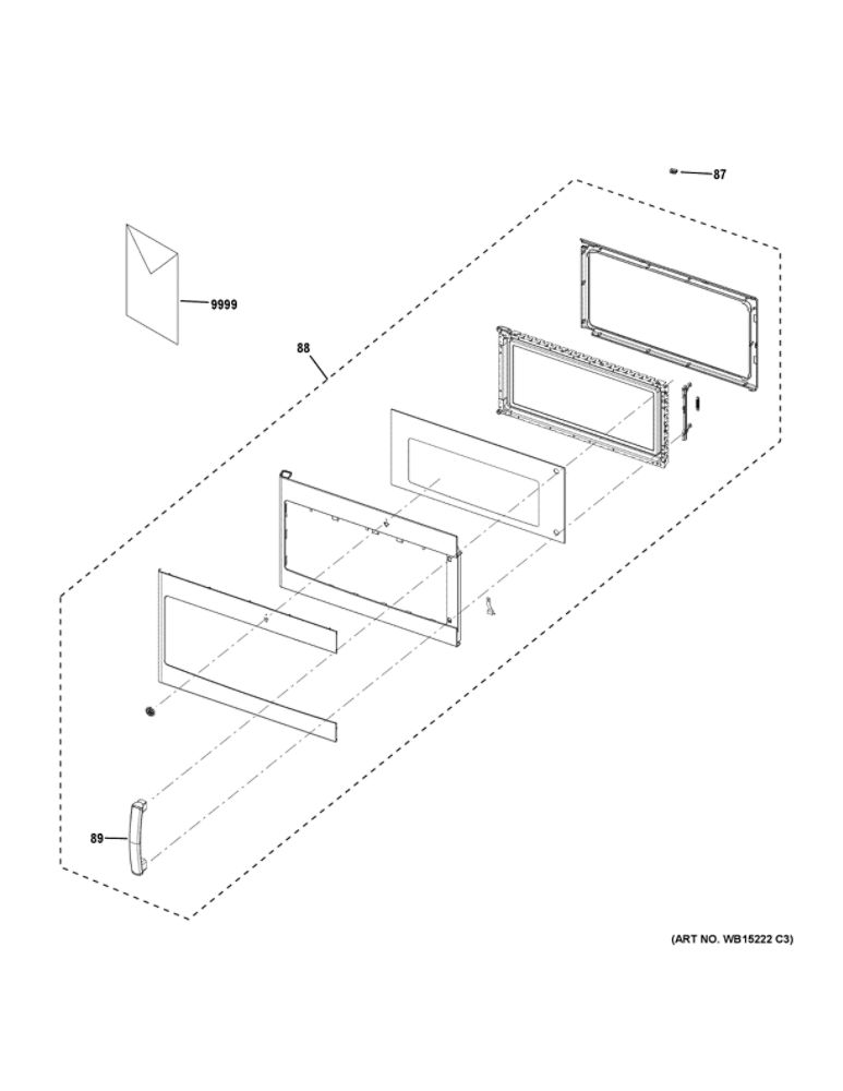Door Parts Diagram and Parts List for PVM9179DK2BB  General Electric Microwave